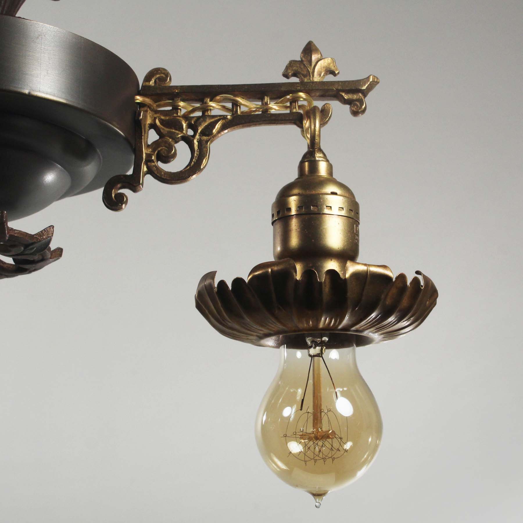 SOLD Antique Two Light Two-Tone Chandelier, c. 1930-67347