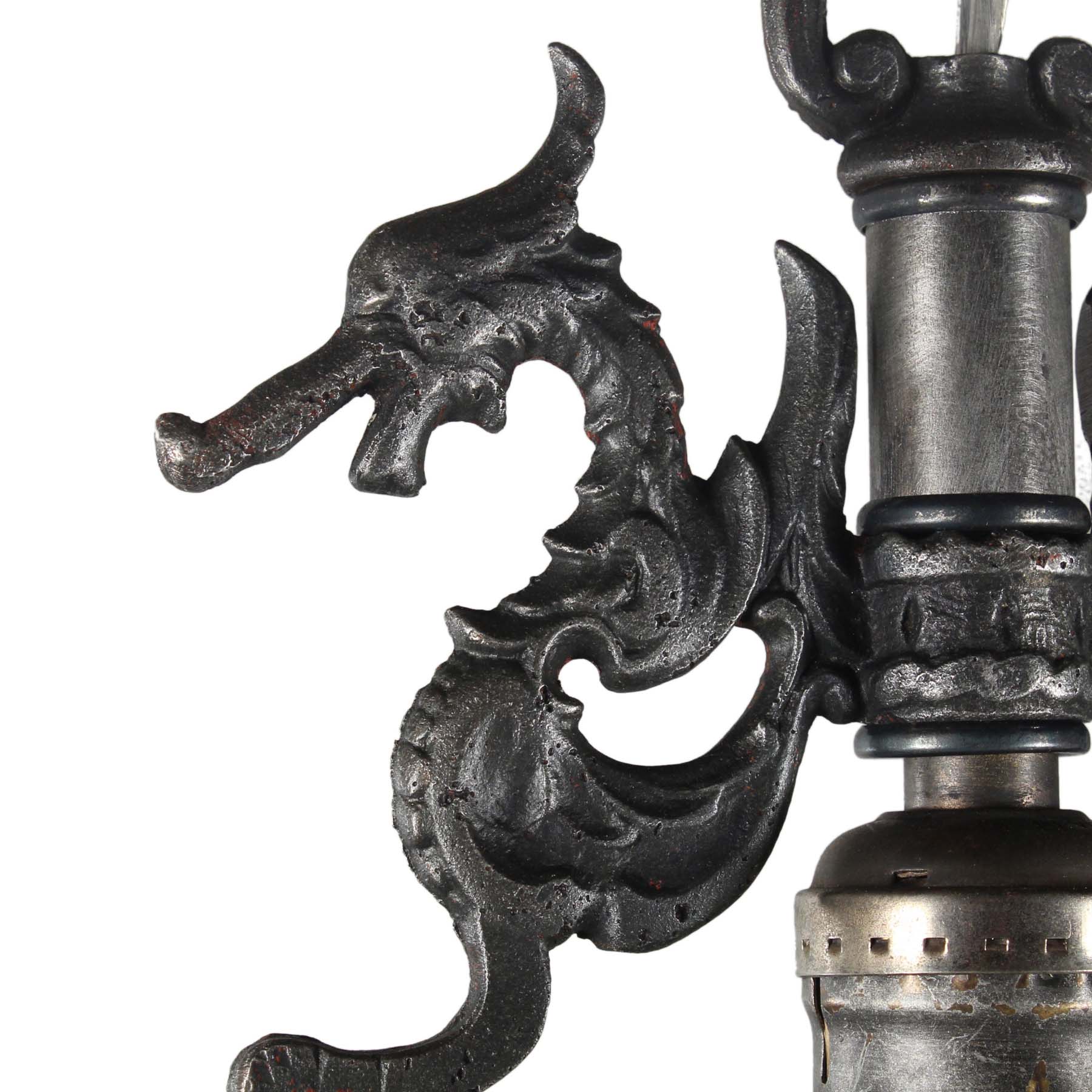 SOLD Unusual Antique Figural Pendant Light with Shields & Dragons-67390