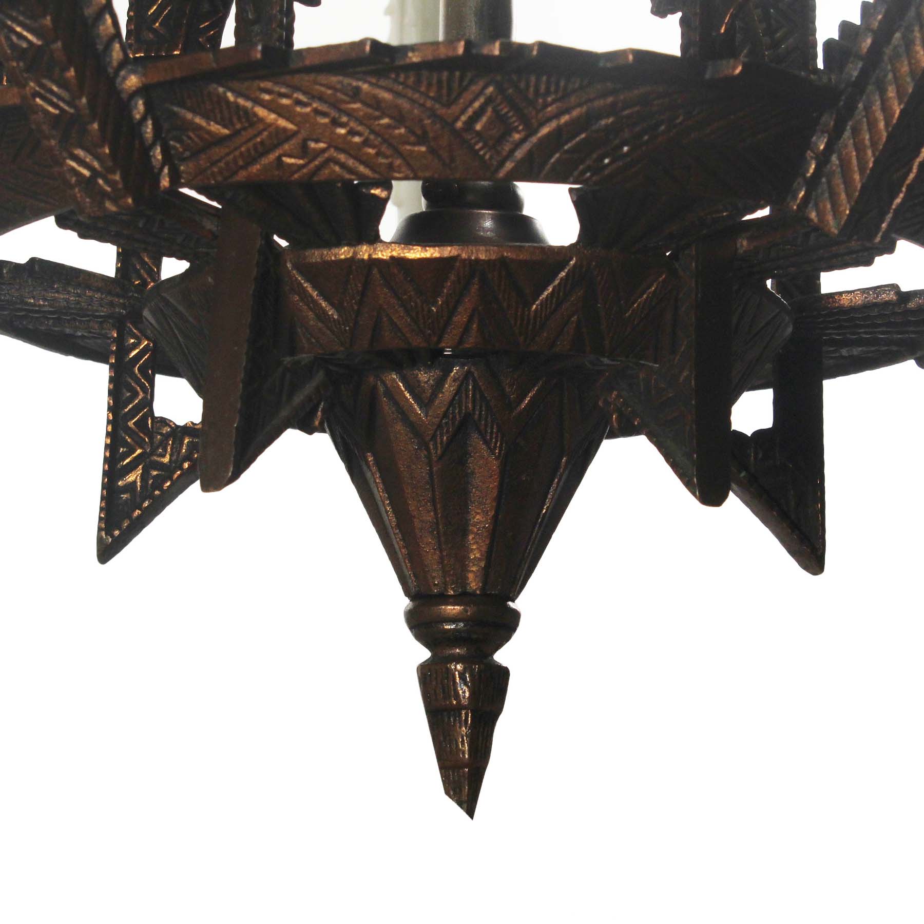 SOLD Antique Cast Bronze Art Deco Chandelier by ISCO-67198