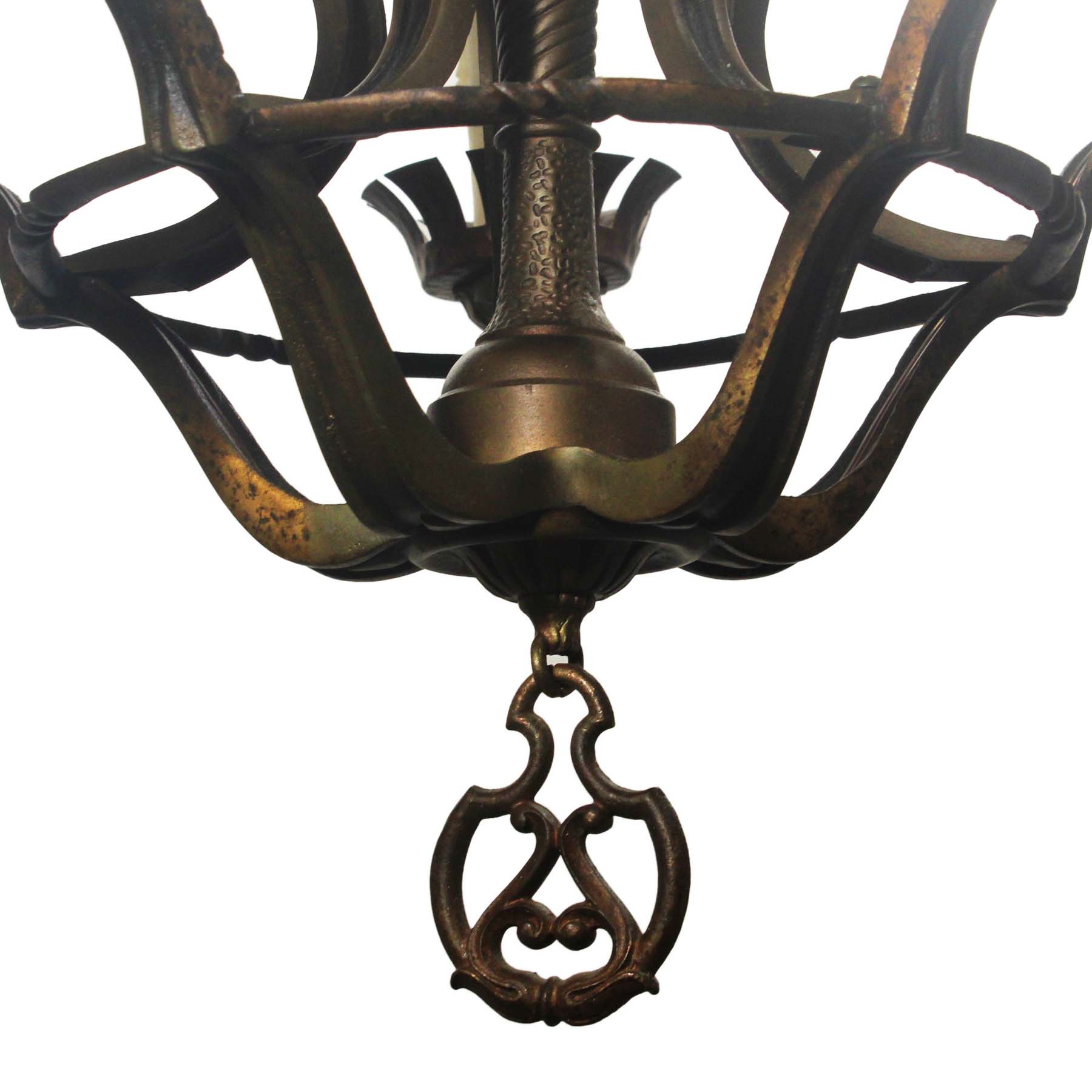 SOLD Figural Cast Bronze Chandelier with Viking Ships, Antique Lighting-67240