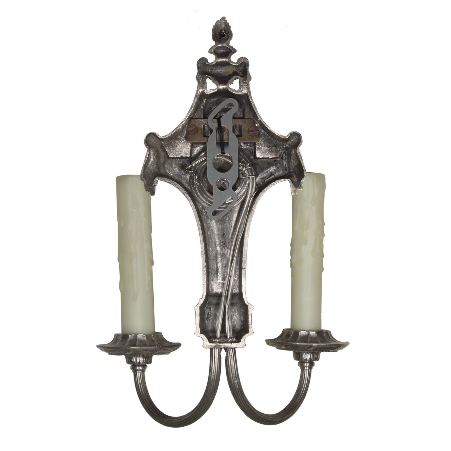 Pair of Antique Double-Arm Georgian Sconces, Silver Plated-67305