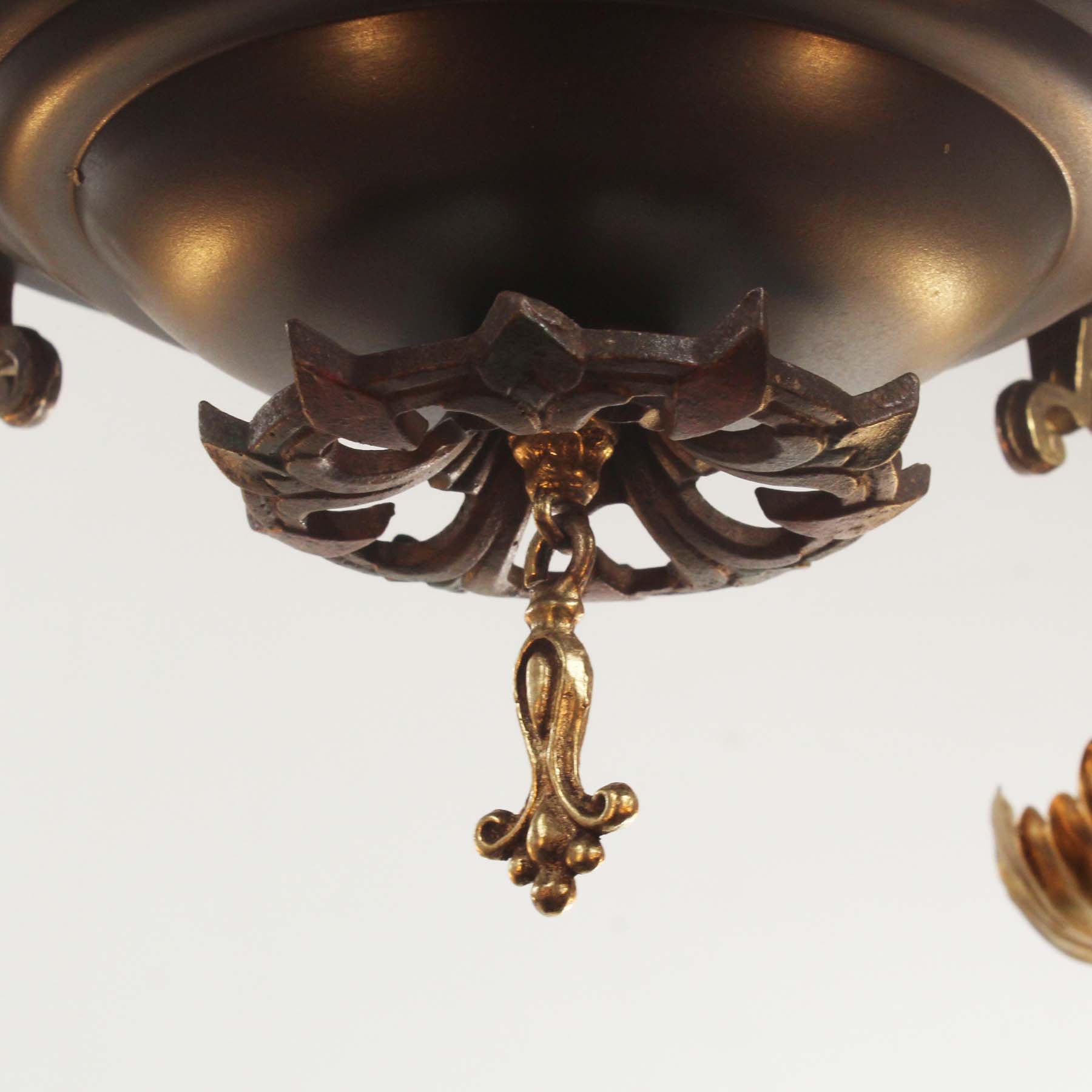 SOLD Antique Two Light Two-Tone Chandelier, c. 1930-67346