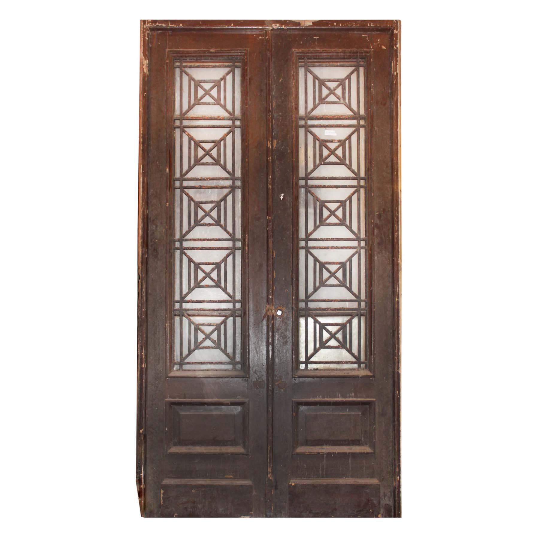 Salvaged Pair of Antique Doors with Iron Inserts-0