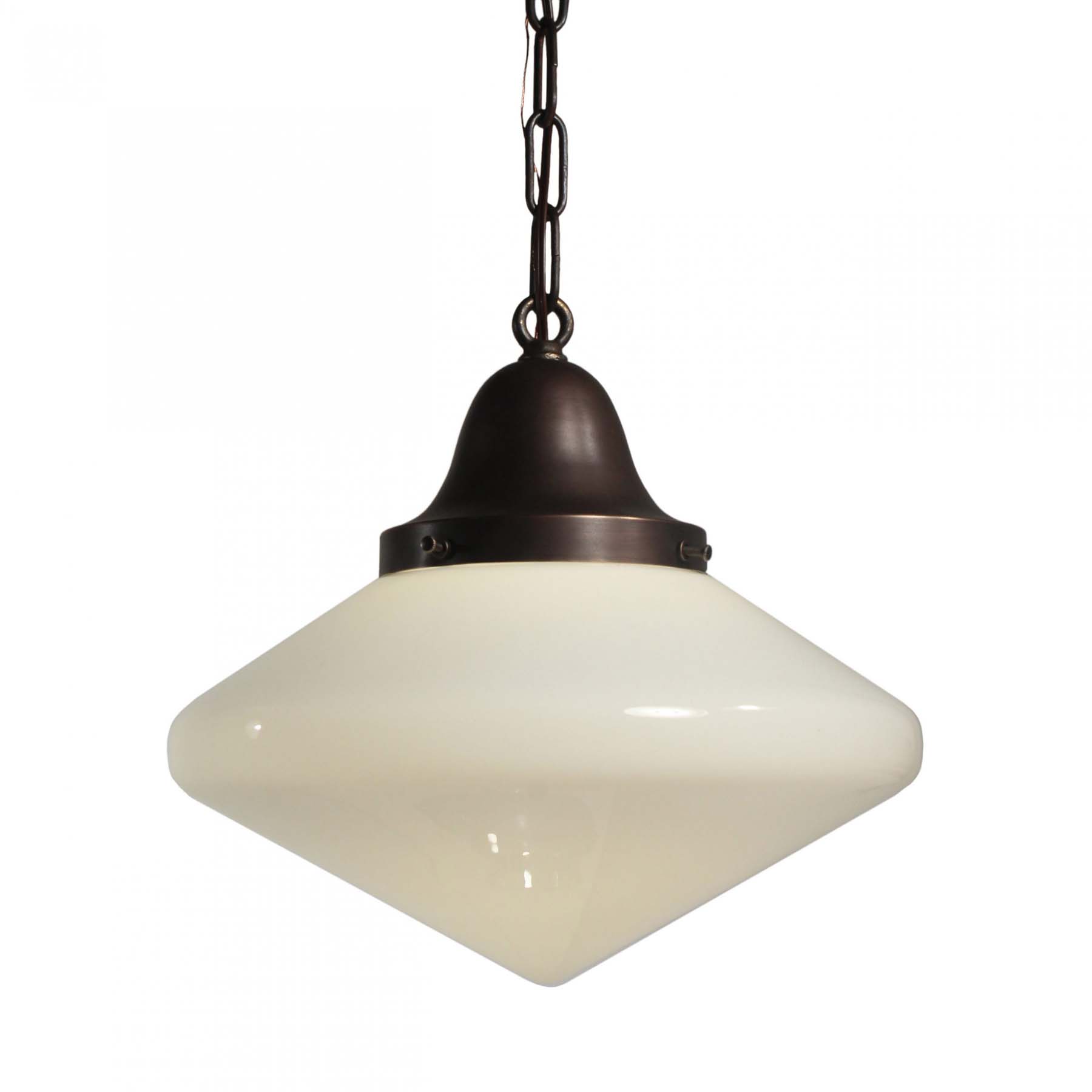 SOLD Antique Schoolhouse Pendant Light with Original Shade-0