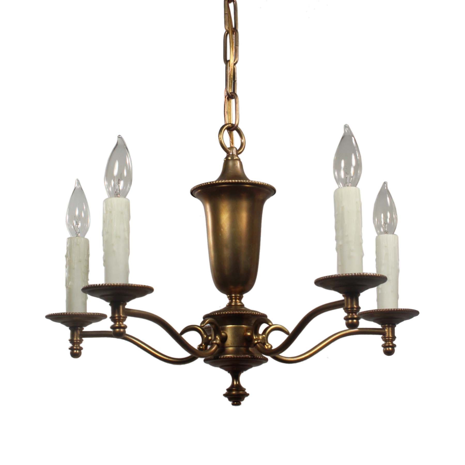 SOLD Antique Colonial Revival Brass Chandelier, c.1930-0