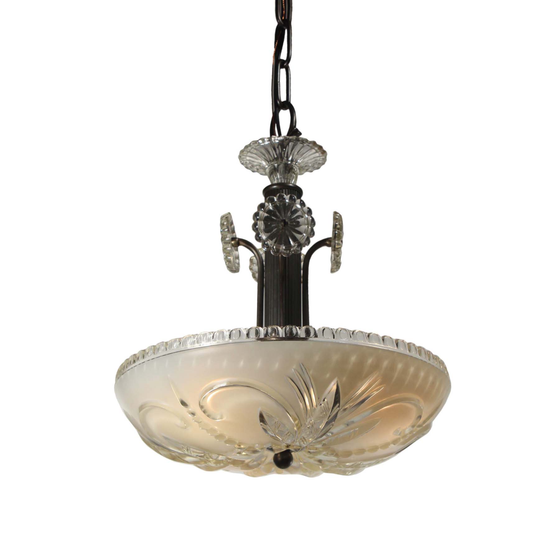 SOLD Vintage Pendant Light with Glass Shade, c. 1940’s-0