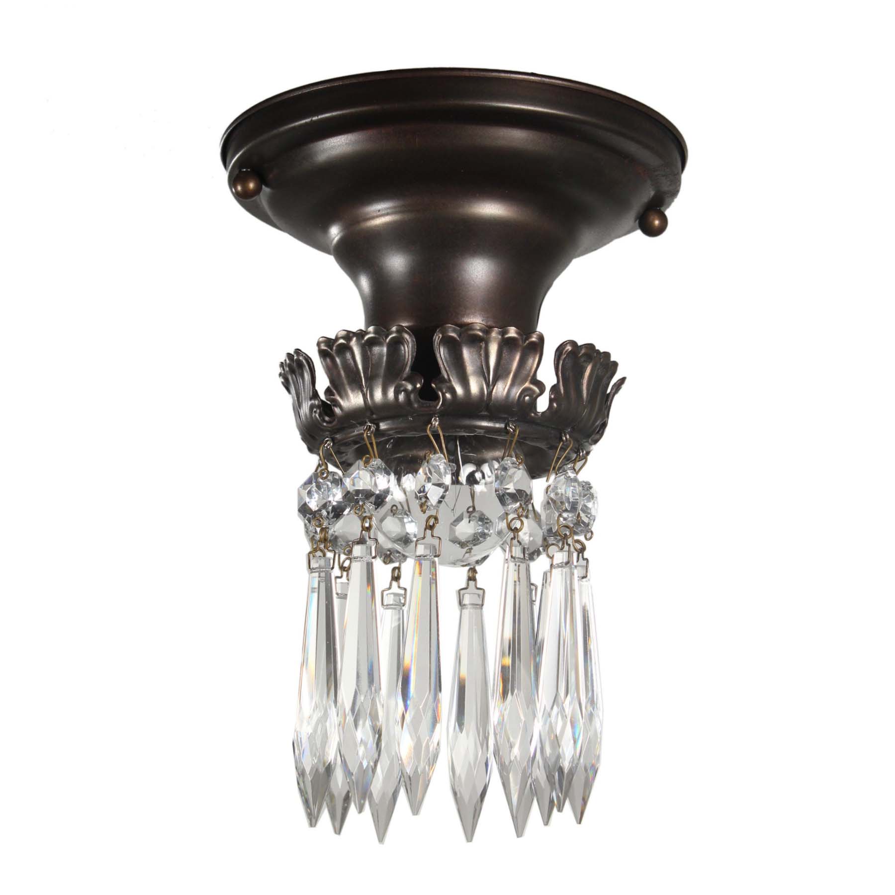 Flush-Mount Lights with Exposed Bulbs and Prisms, Antique Lighting-0