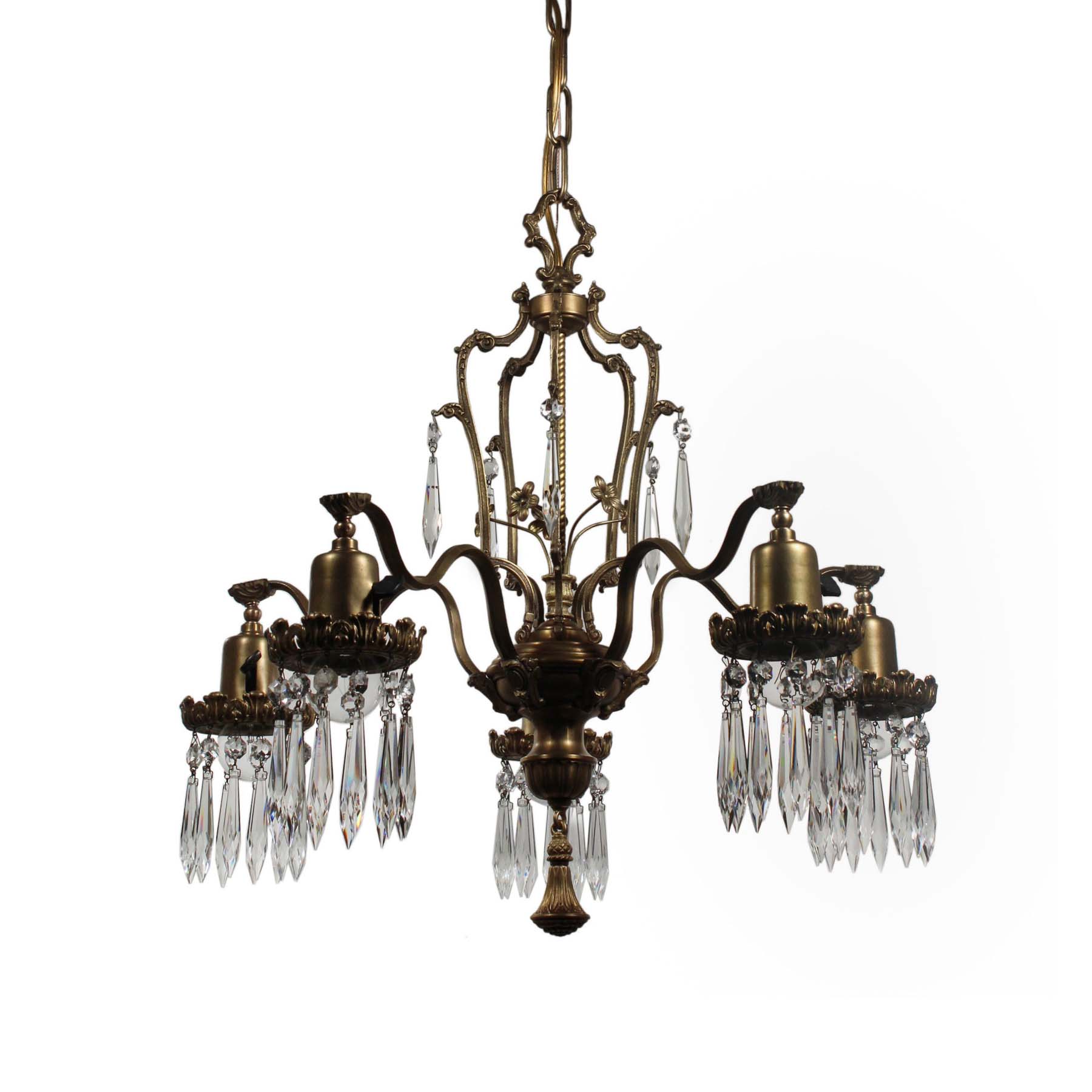 SOLD Neoclassical Chandelier with Prisms, Antique Lighting-67442