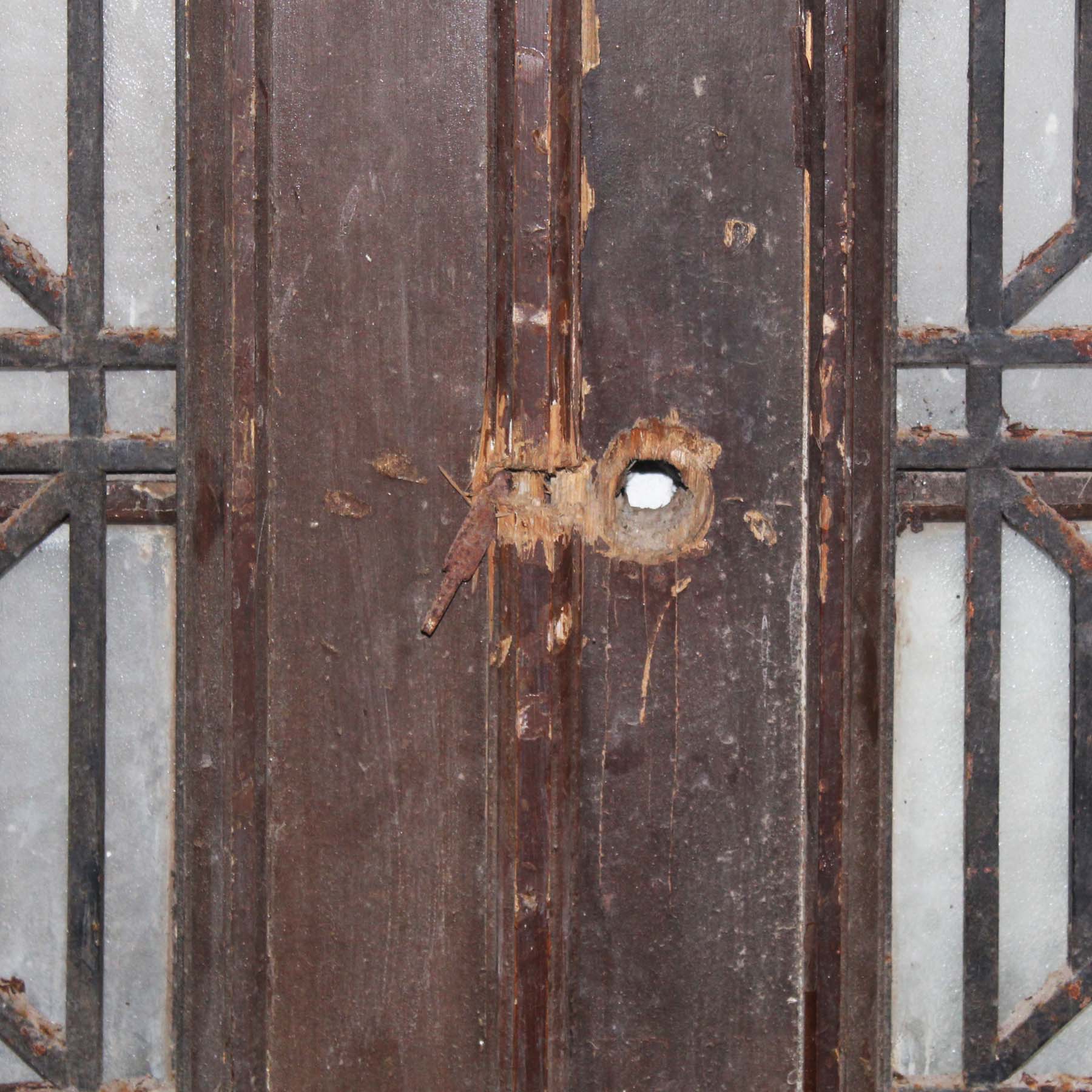 Salvaged Pair of Antique Doors with Iron Inserts-67465