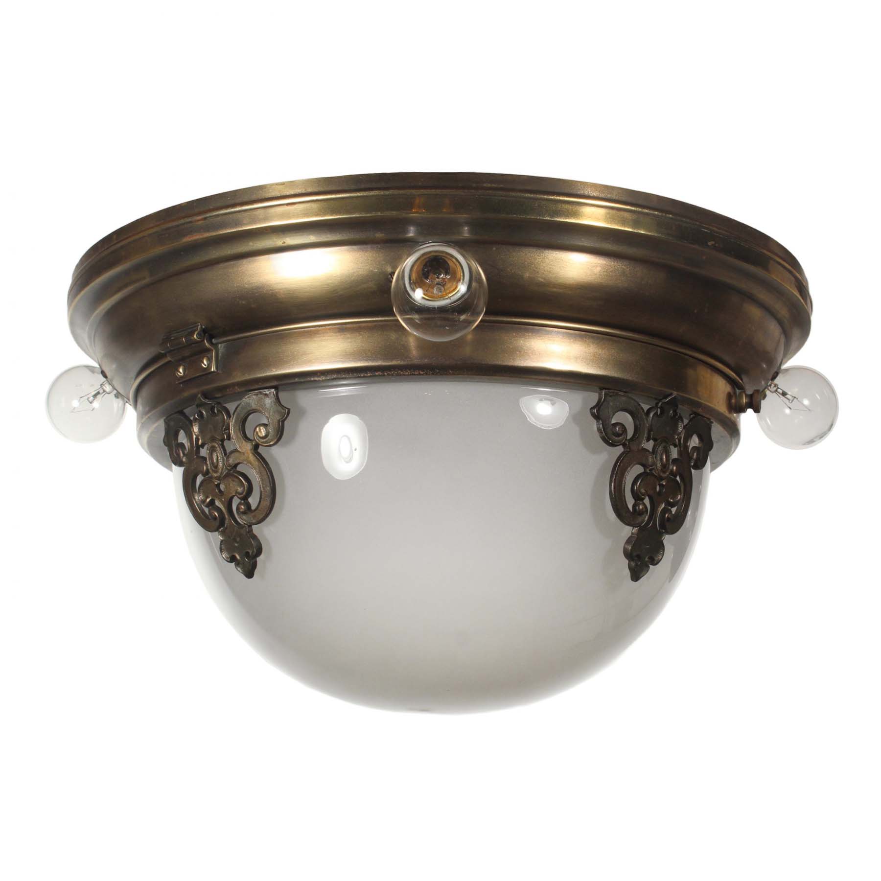 SOLD Antique Flush Mount Chandelier with Glass Shade -67491
