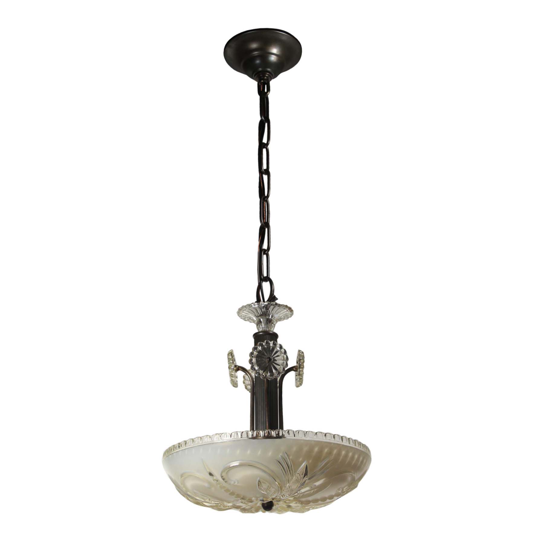 SOLD Vintage Pendant Light with Glass Shade, c. 1940’s-67535