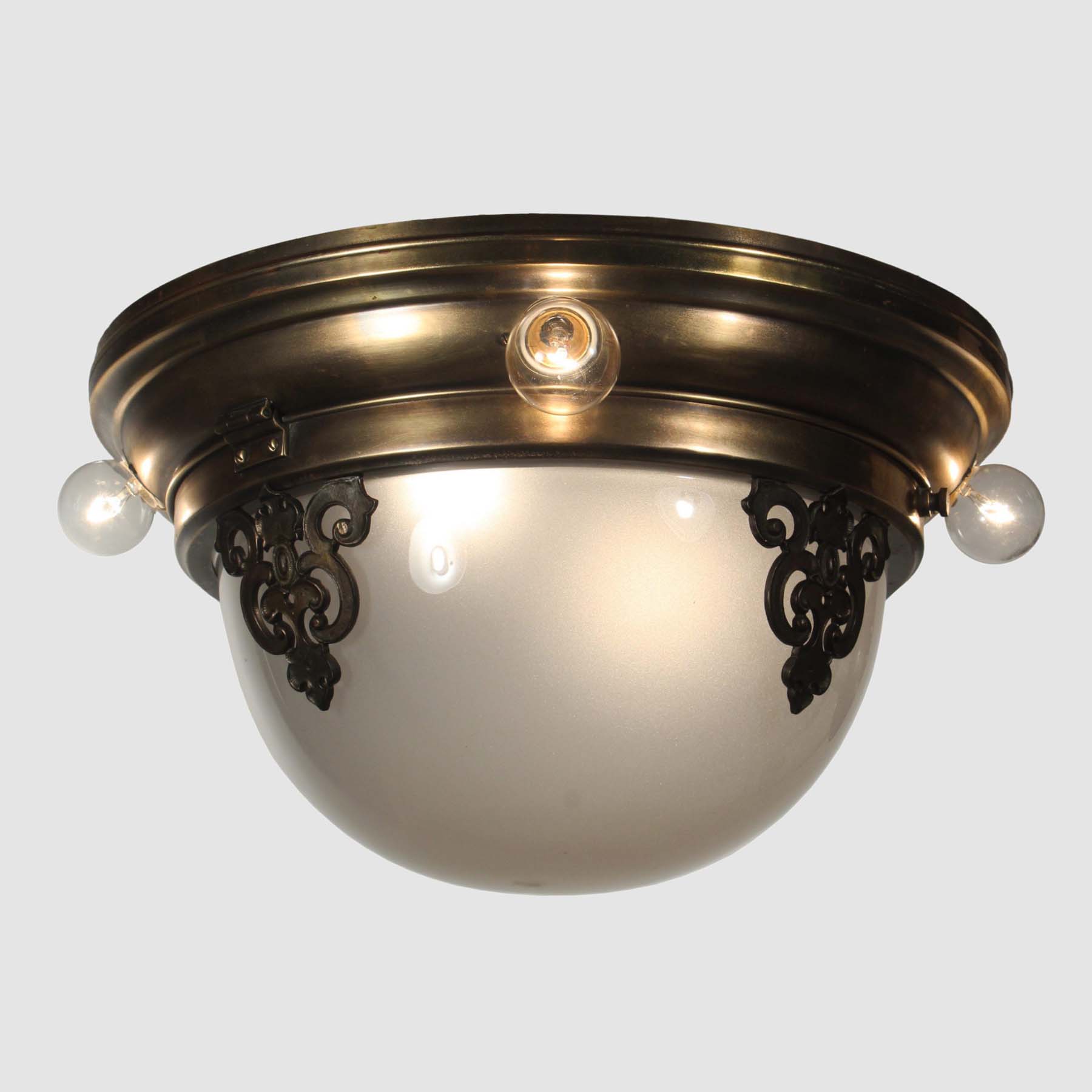 SOLD Antique Flush Mount Chandelier with Glass Shade -67492