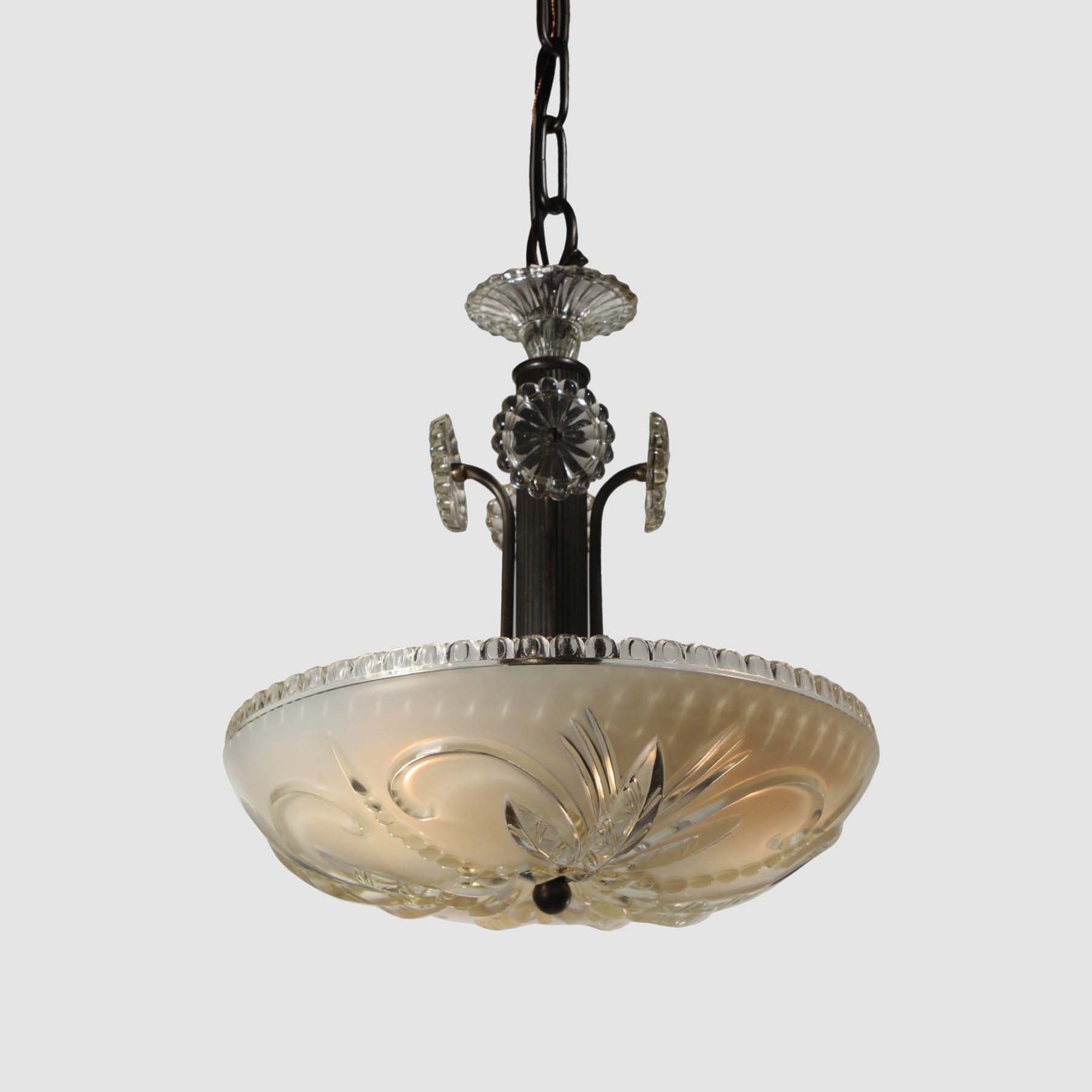 SOLD Vintage Pendant Light with Glass Shade, c. 1940’s-67534