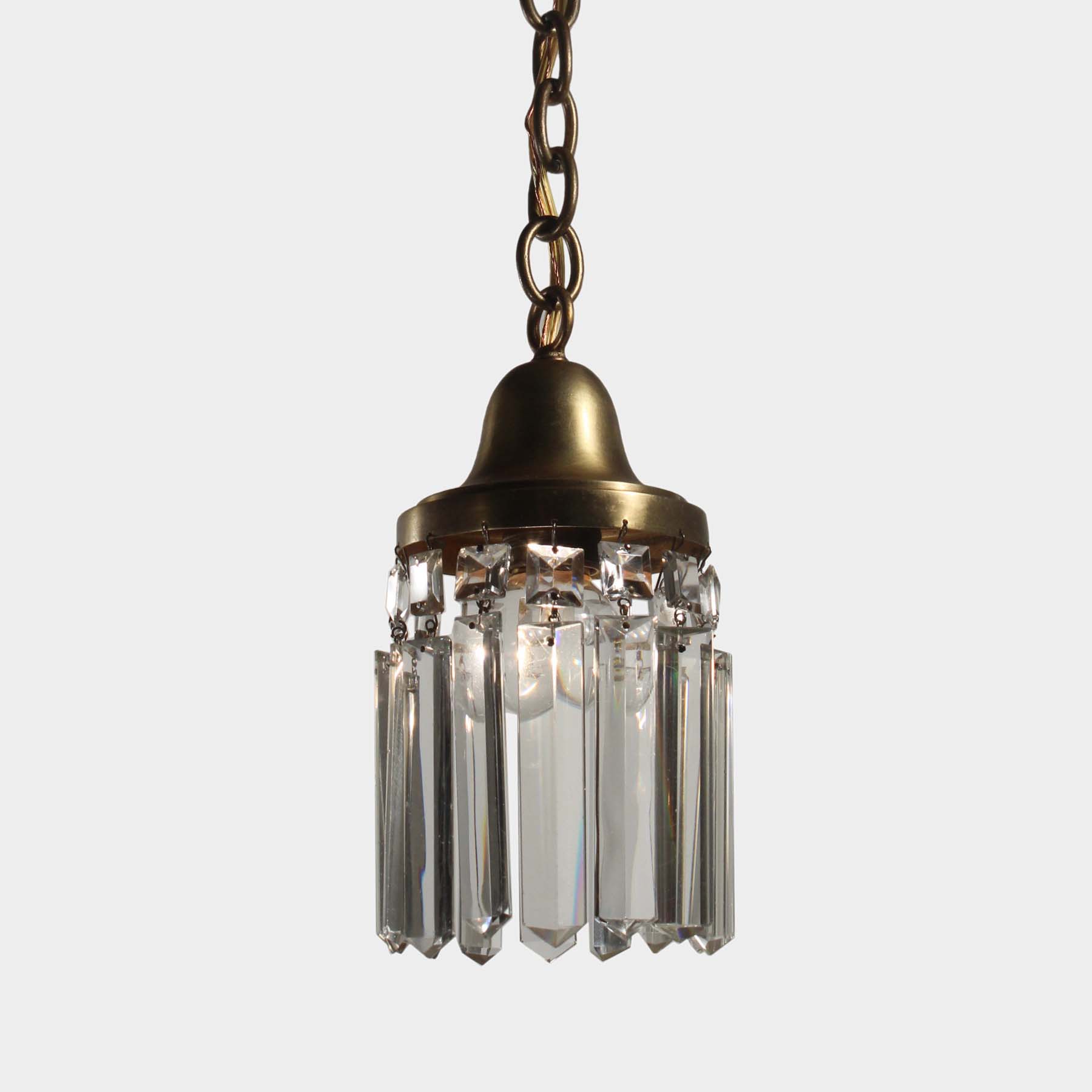 SOLD Antique Brass Pendant Light with Prisms, c. 1900-67538