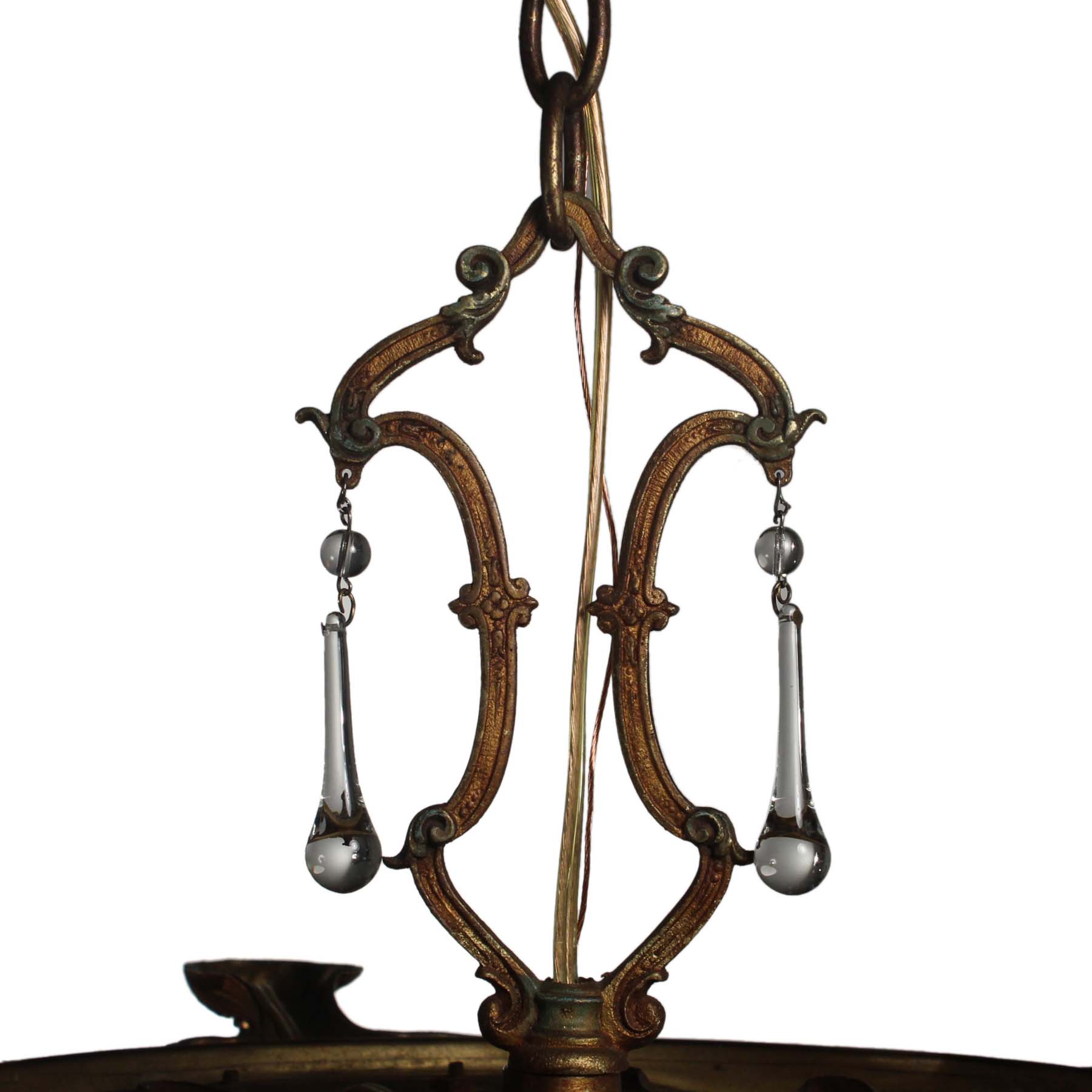 SOLD Antique Chandelier with Teardrop Prisms, Early 1900s-67405