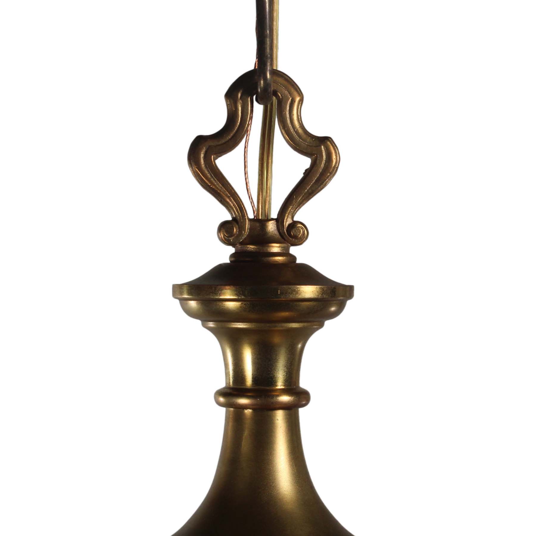 SOLD Antique Brass Two Light Chandelier with Glass Shades-67420