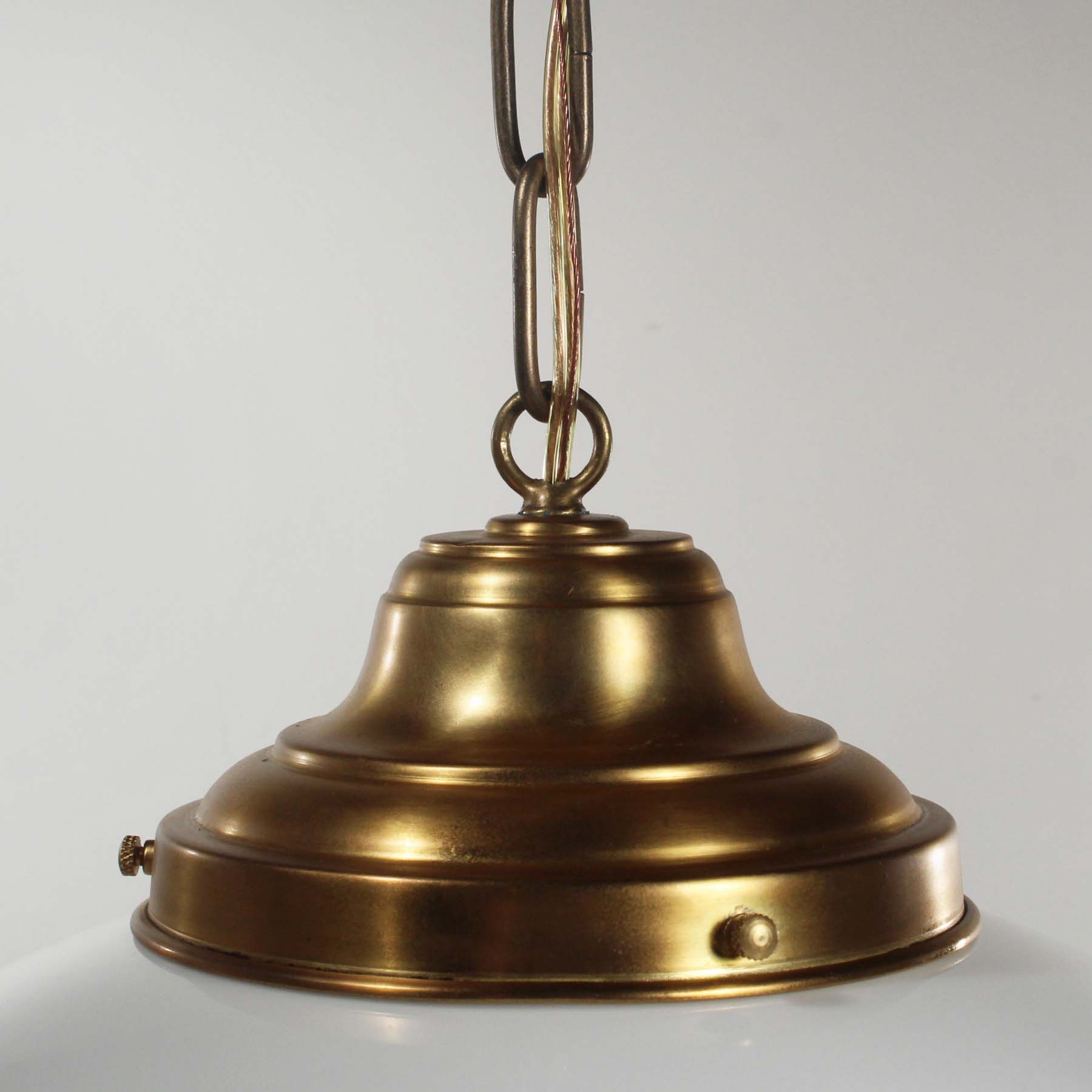 SOLD Antique Brass Schoolhouse Pendant Lights-67581