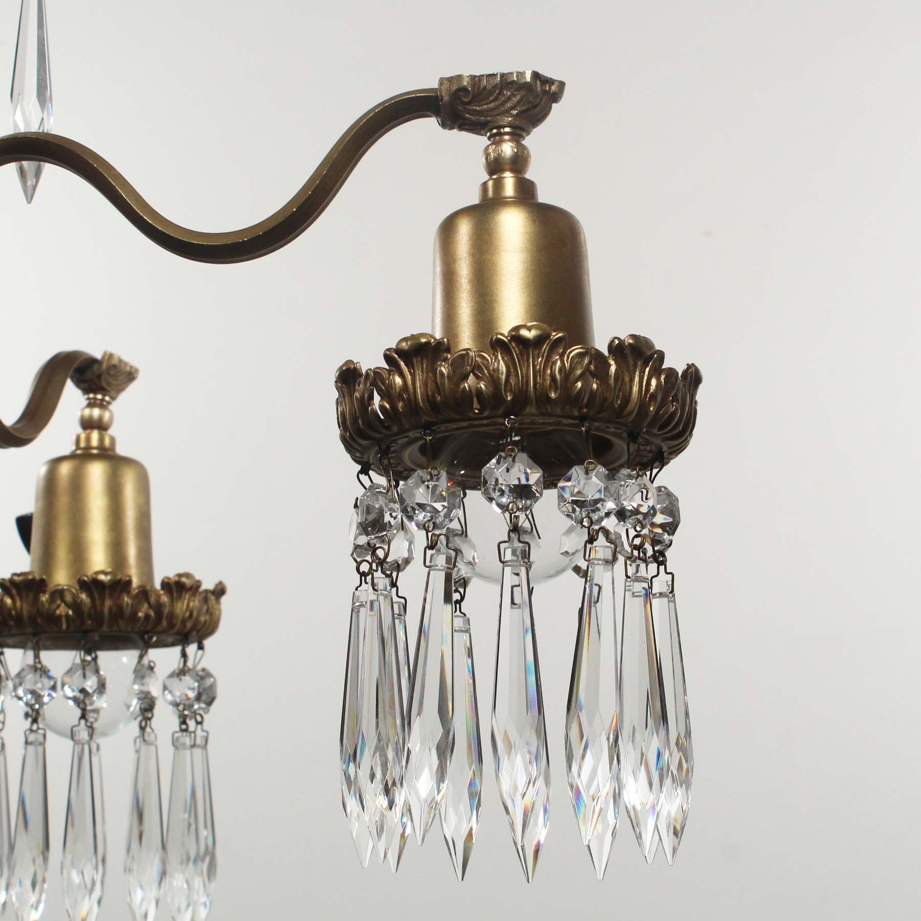 SOLD Neoclassical Chandelier with Prisms, Antique Lighting-67446
