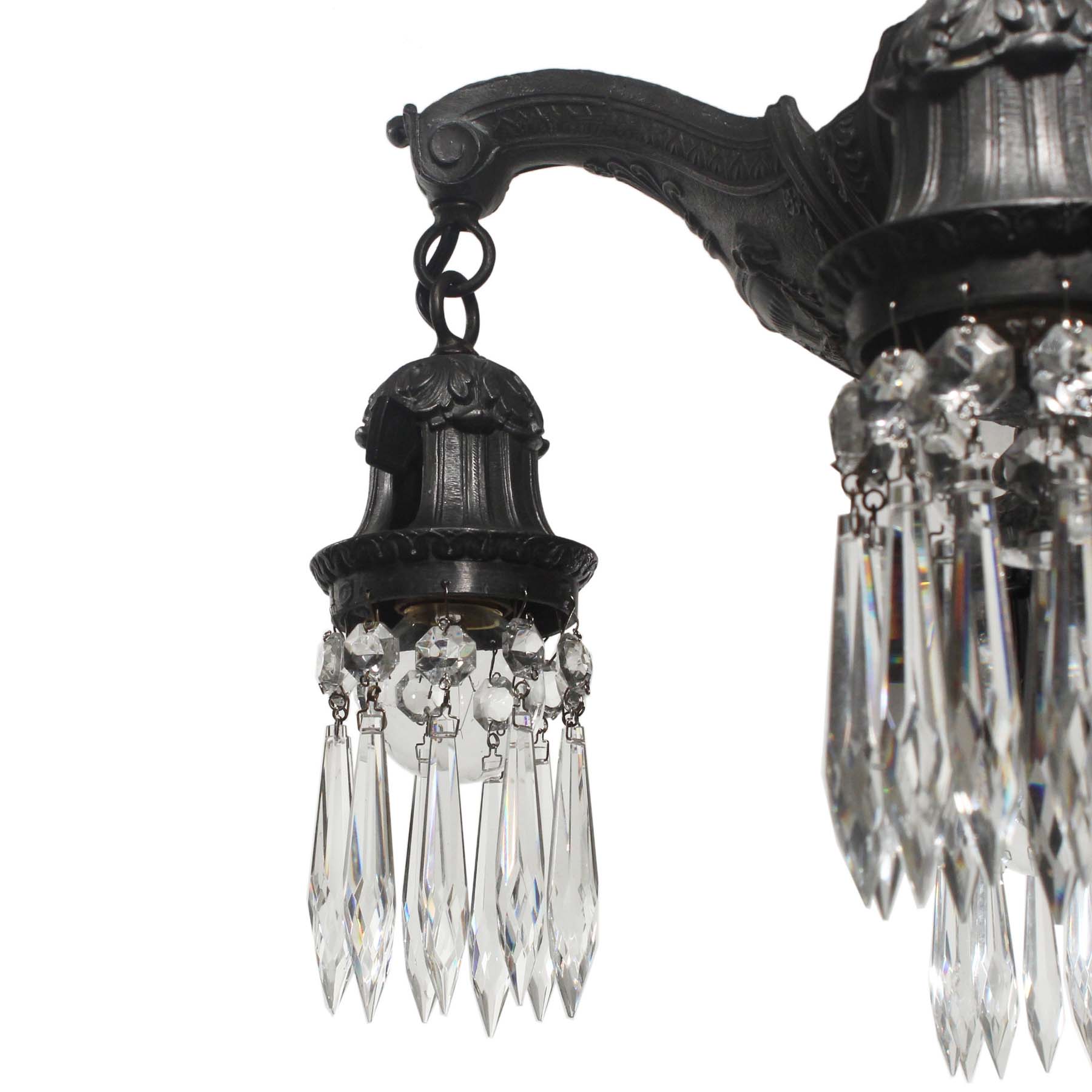 SOLD Antique Figural Neoclassical Chandelier with Prisms, Adam Style-67501