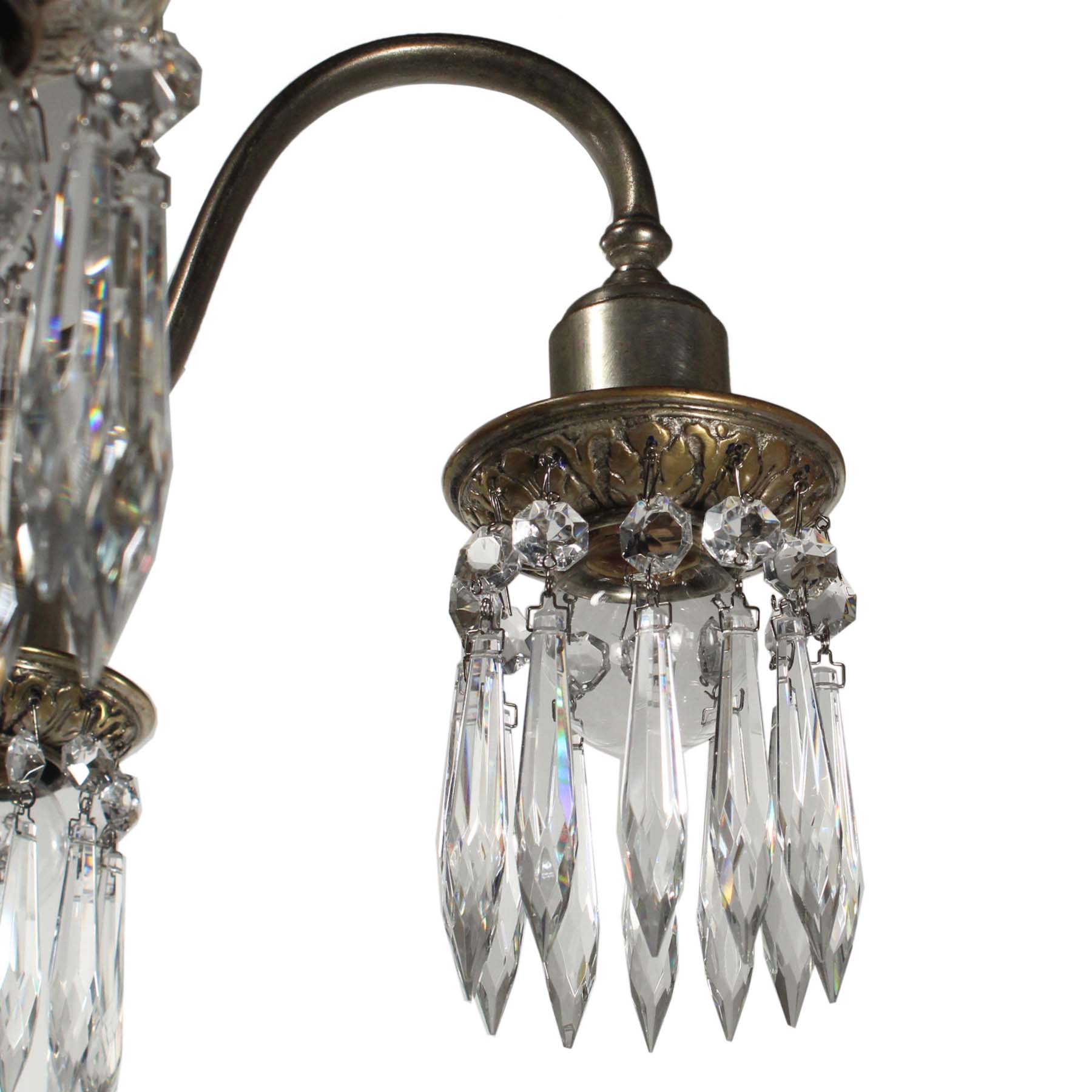 SOLD Antique Adam Style Silver Plate Chandelier with Prisms-67517