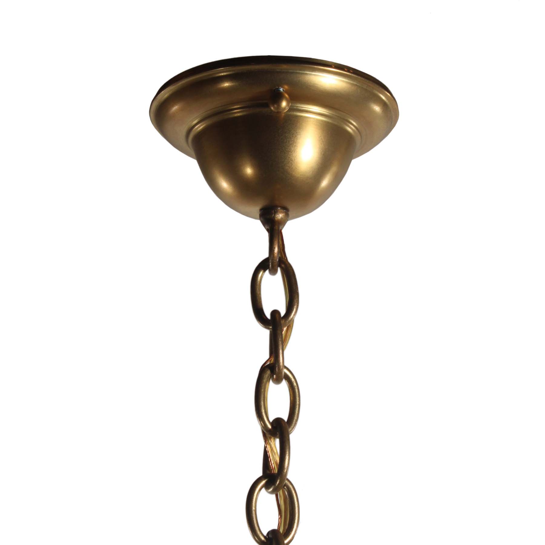 SOLD Antique Brass Pendant Light with Prisms, c. 1900-67542