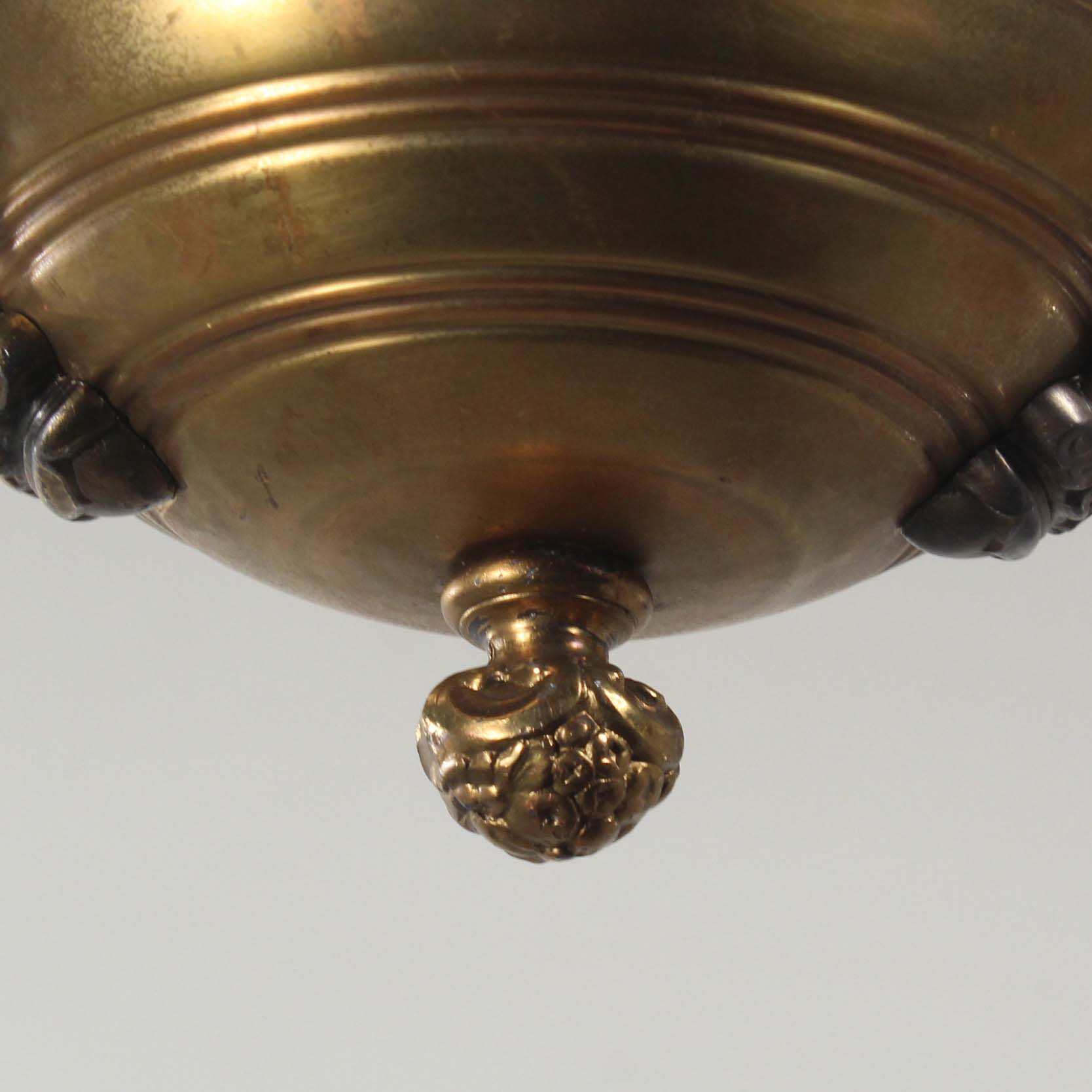 SOLD Antique Brass Two Light Chandelier with Glass Shades-67423