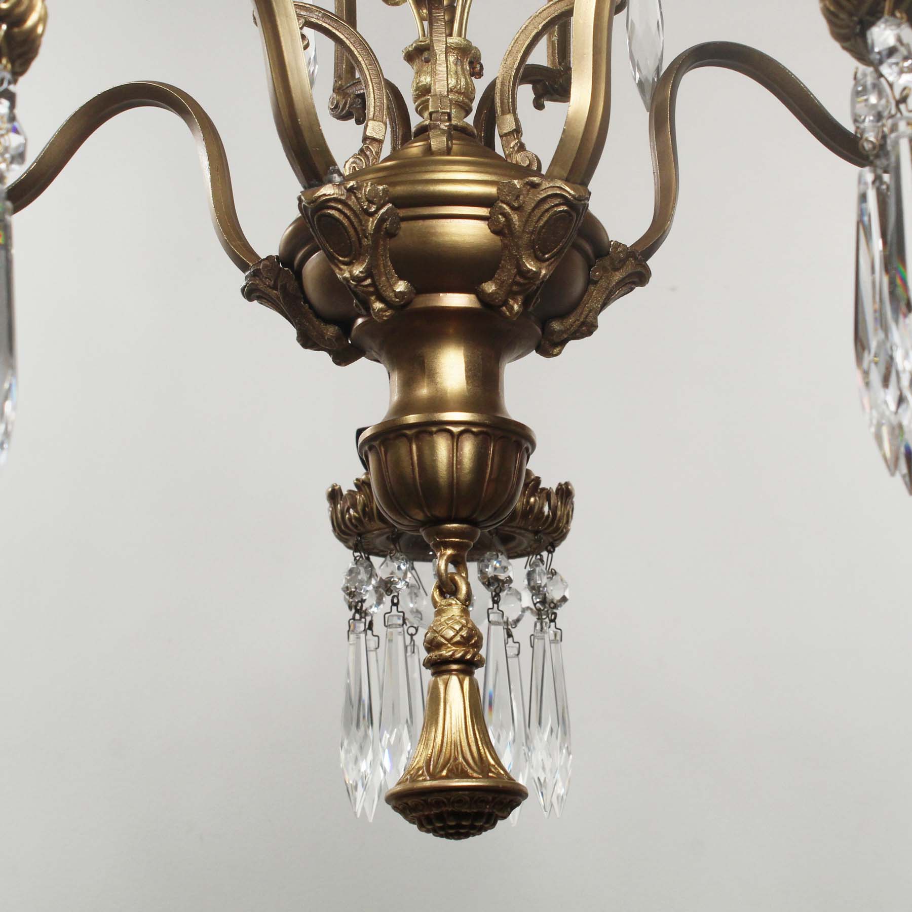SOLD Neoclassical Chandelier with Prisms, Antique Lighting-67447