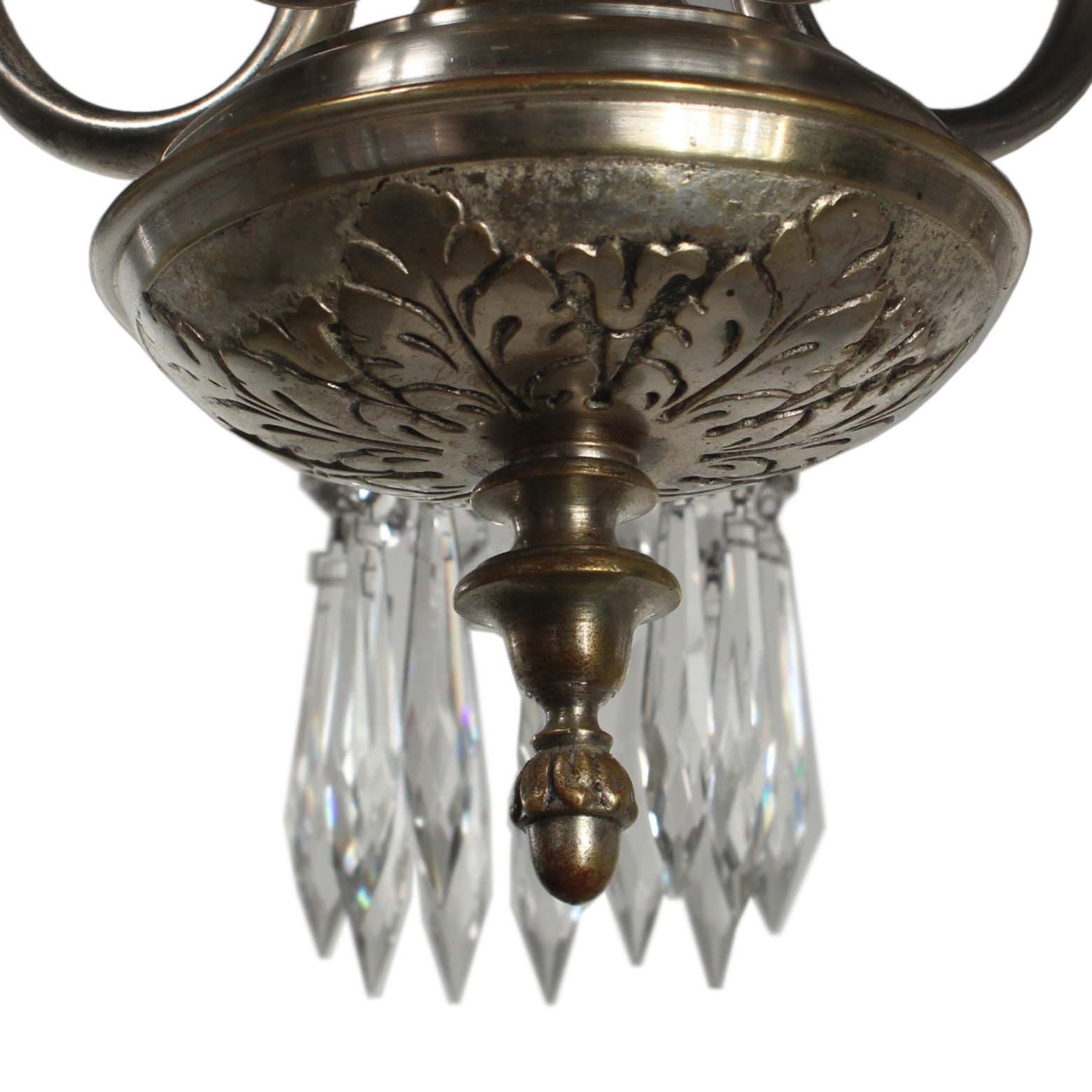 SOLD Antique Adam Style Silver Plate Chandelier with Prisms-67518