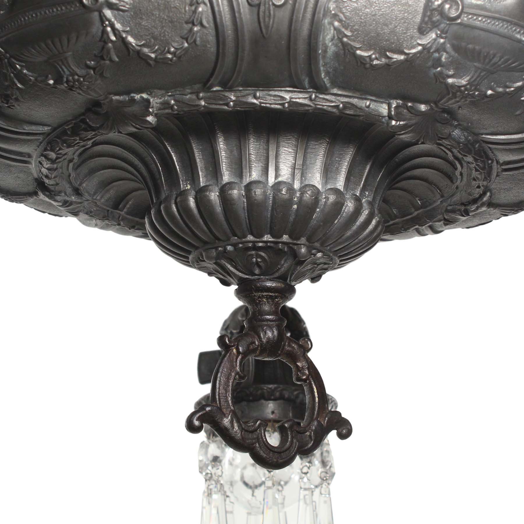 SOLD Antique Figural Neoclassical Chandelier with Prisms, Adam Style-67504