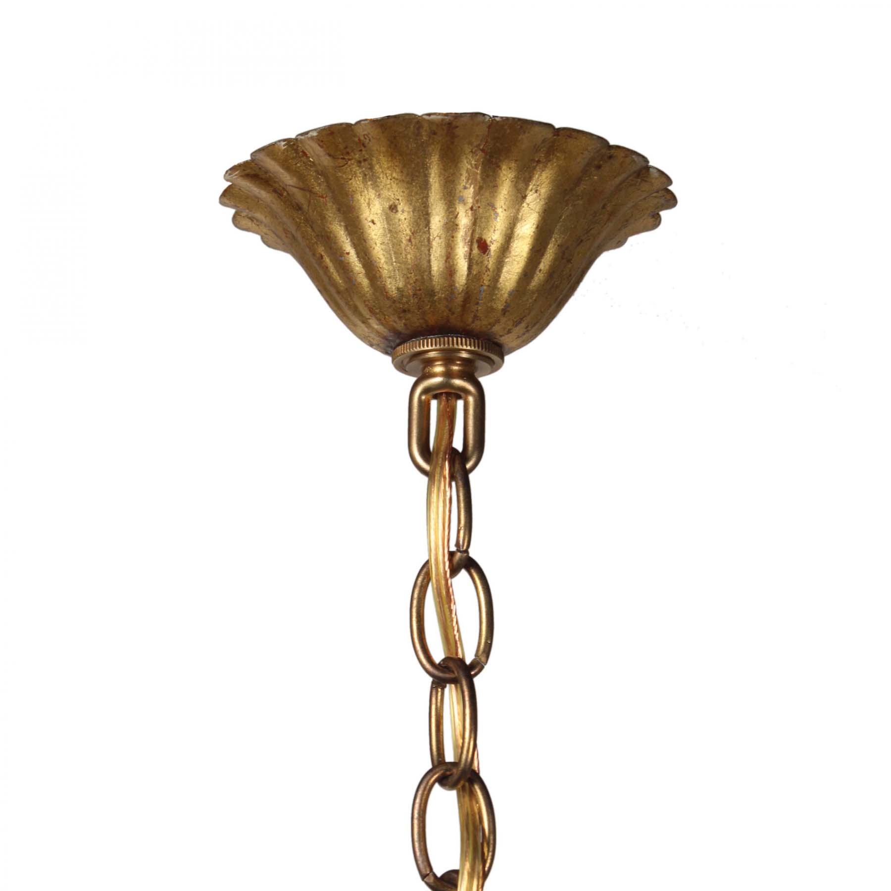 SOLD Vintage Neoclassical Brass Chandelier with Prisms-67530