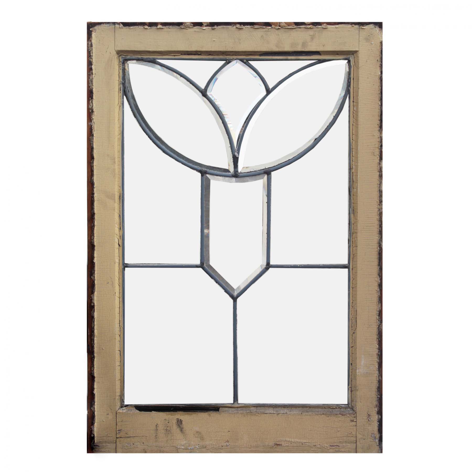 SOLD Antique American Leaded and Beveled Glass Windows-0