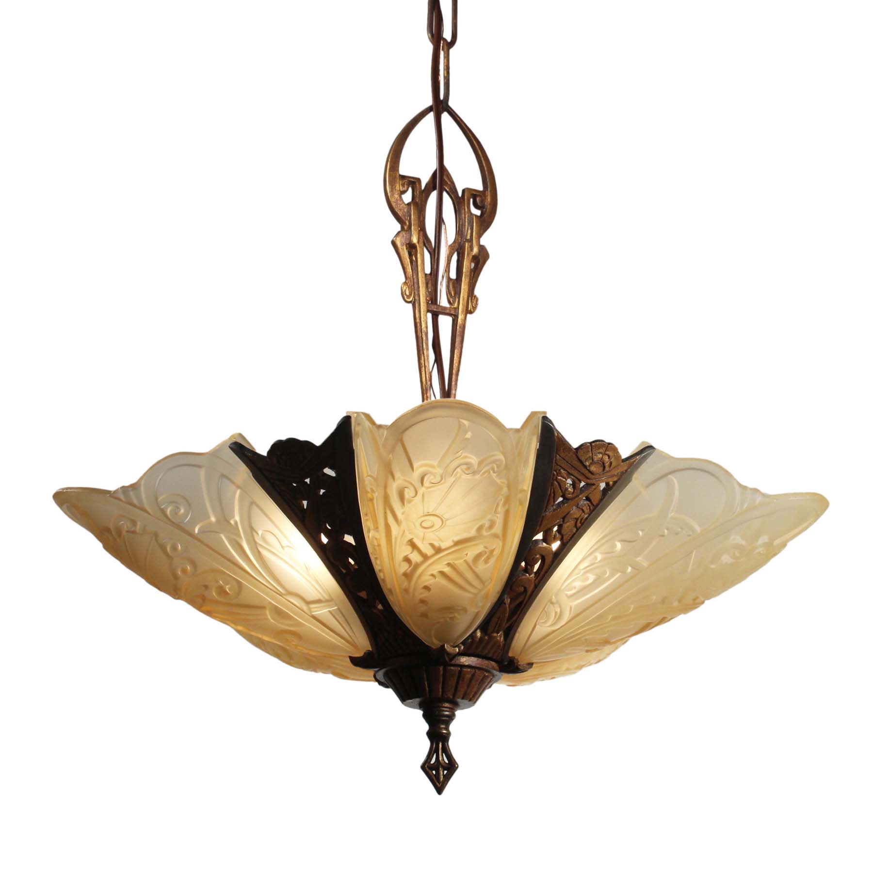 Antique Art Deco Slip Shade Chandelier, c.1930-0