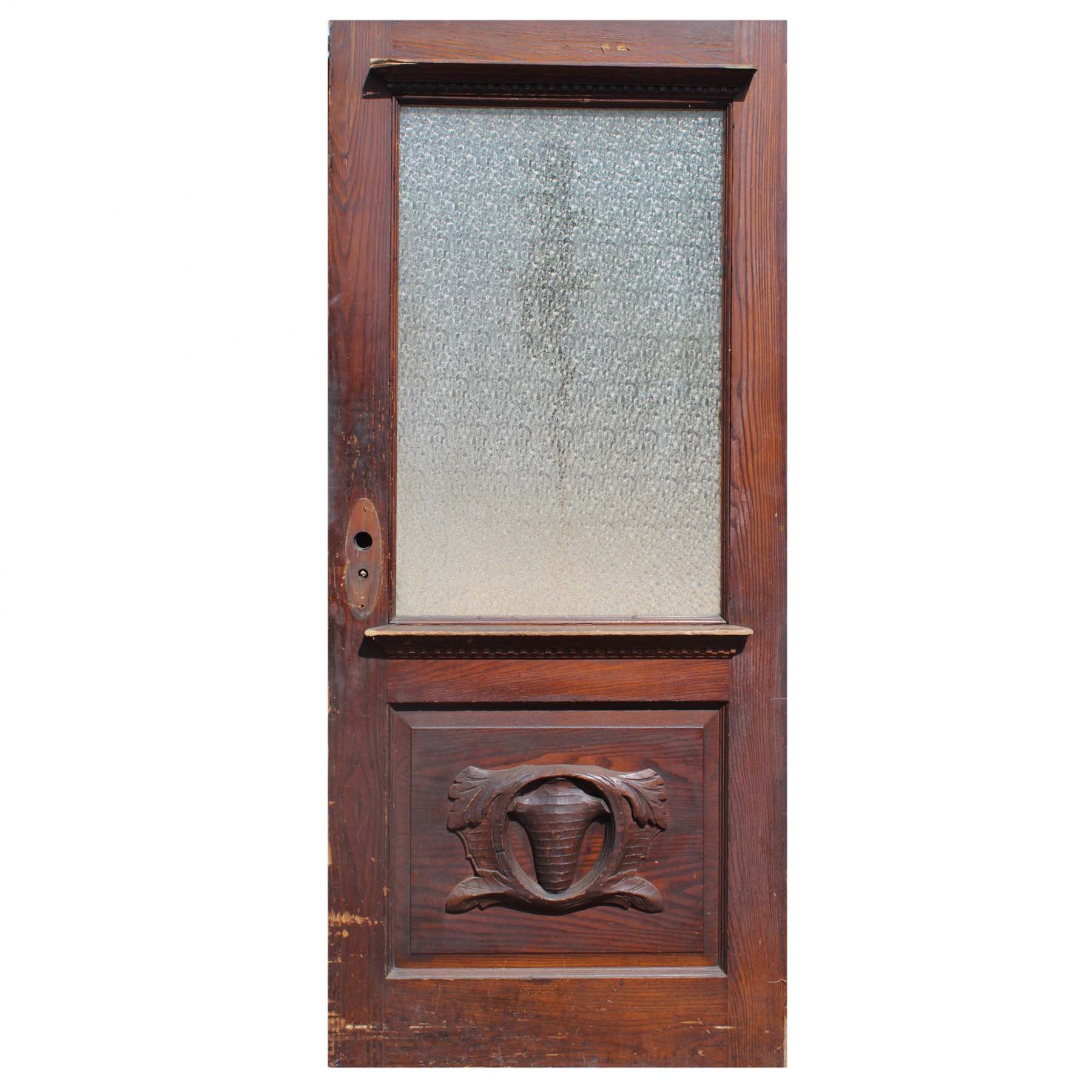 SOLD Salvaged Antique 36” Door with Florentine Glass-0