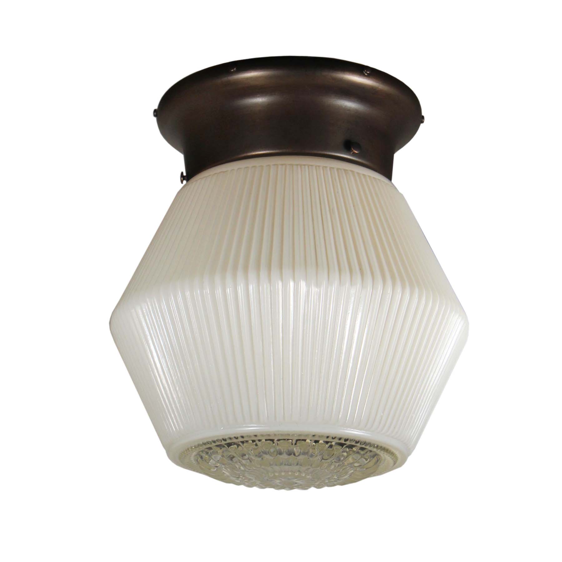 SOLD Flush Mount Light with Glass Shade, Antique Lighting-0