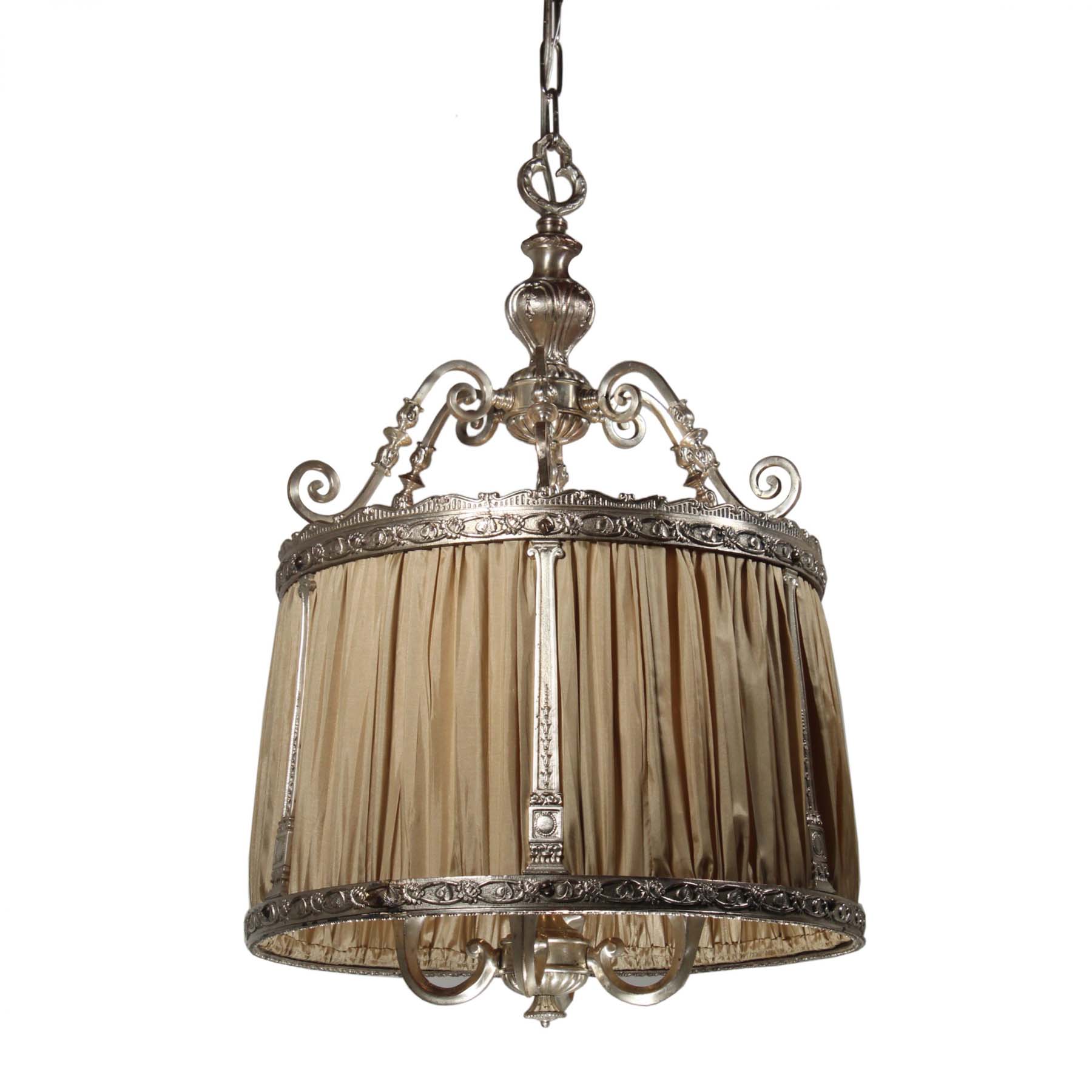 SOLD Antique Neoclassical Pendant Light, Silver Plate-0