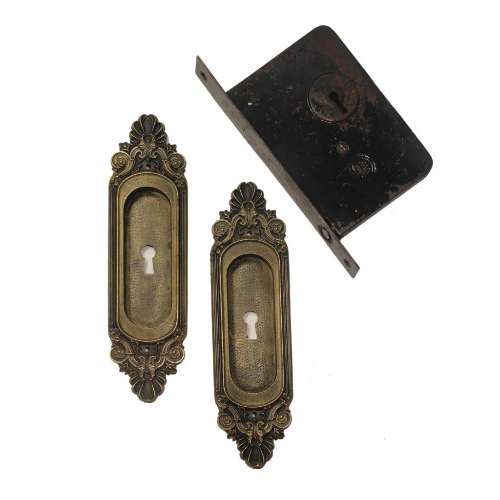 Complete Antique Brass “Olympus” Pocket Door Hardware Set by Russell ...