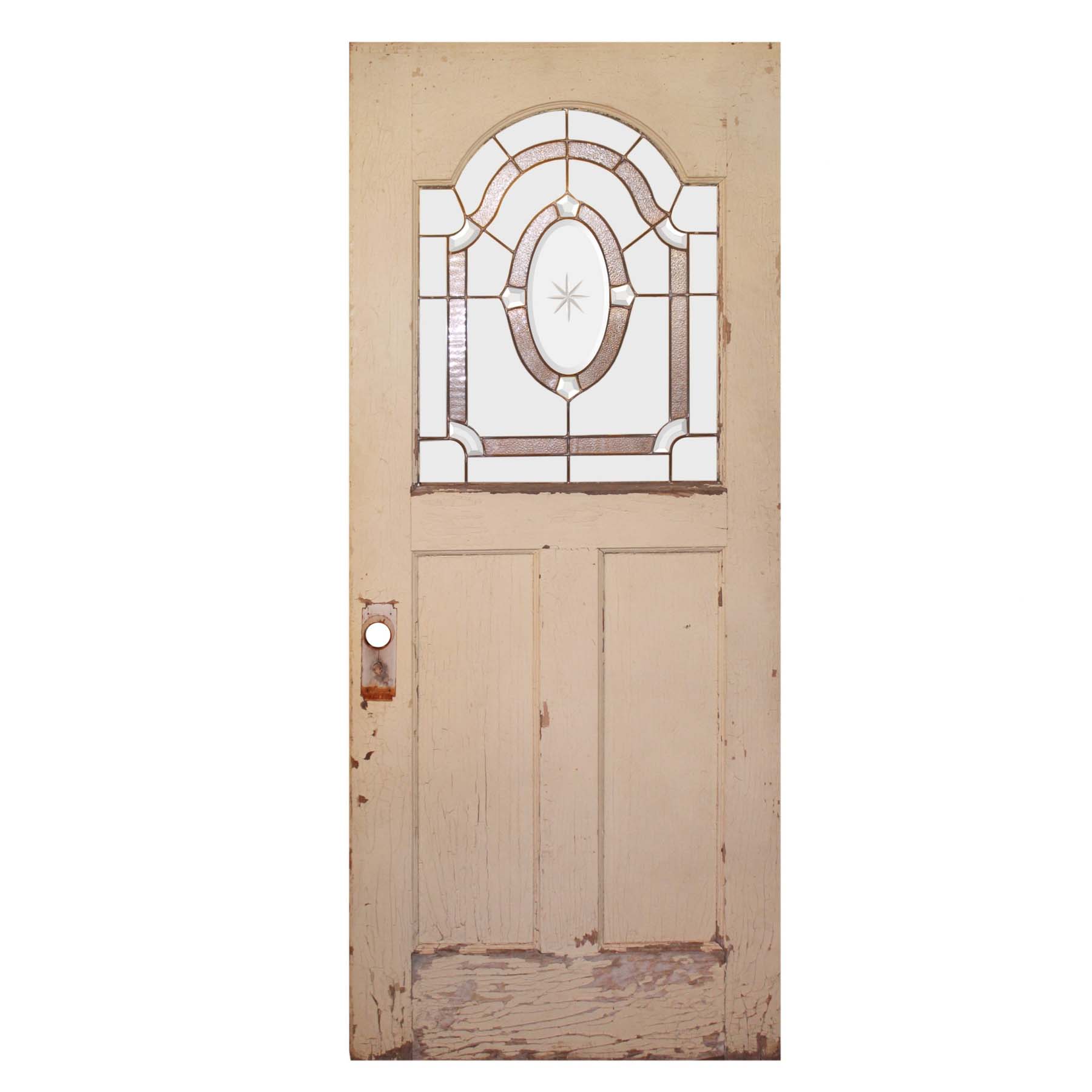 Reclaimed 34" Door with Leaded Glass Window-0