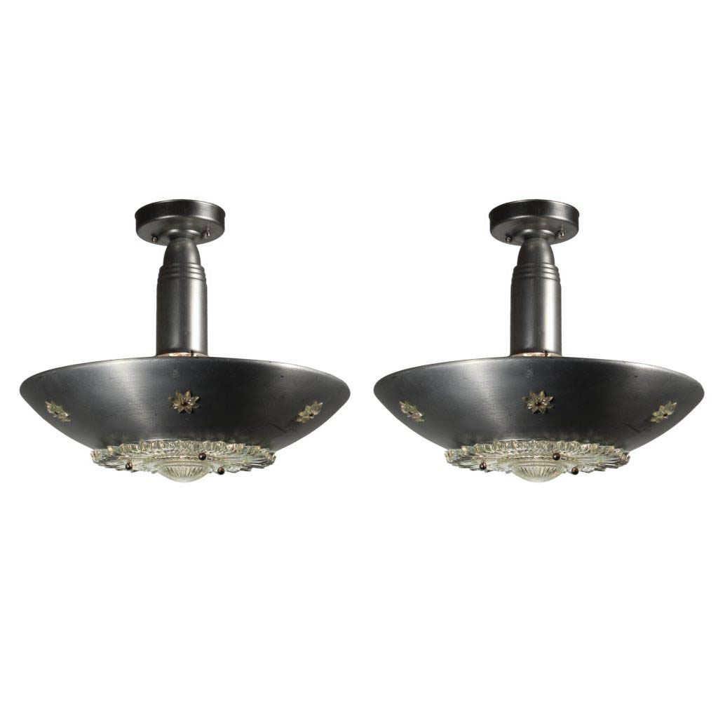 SOLD Vintage Mid-Century Art Deco Semi-Flush Lights-0