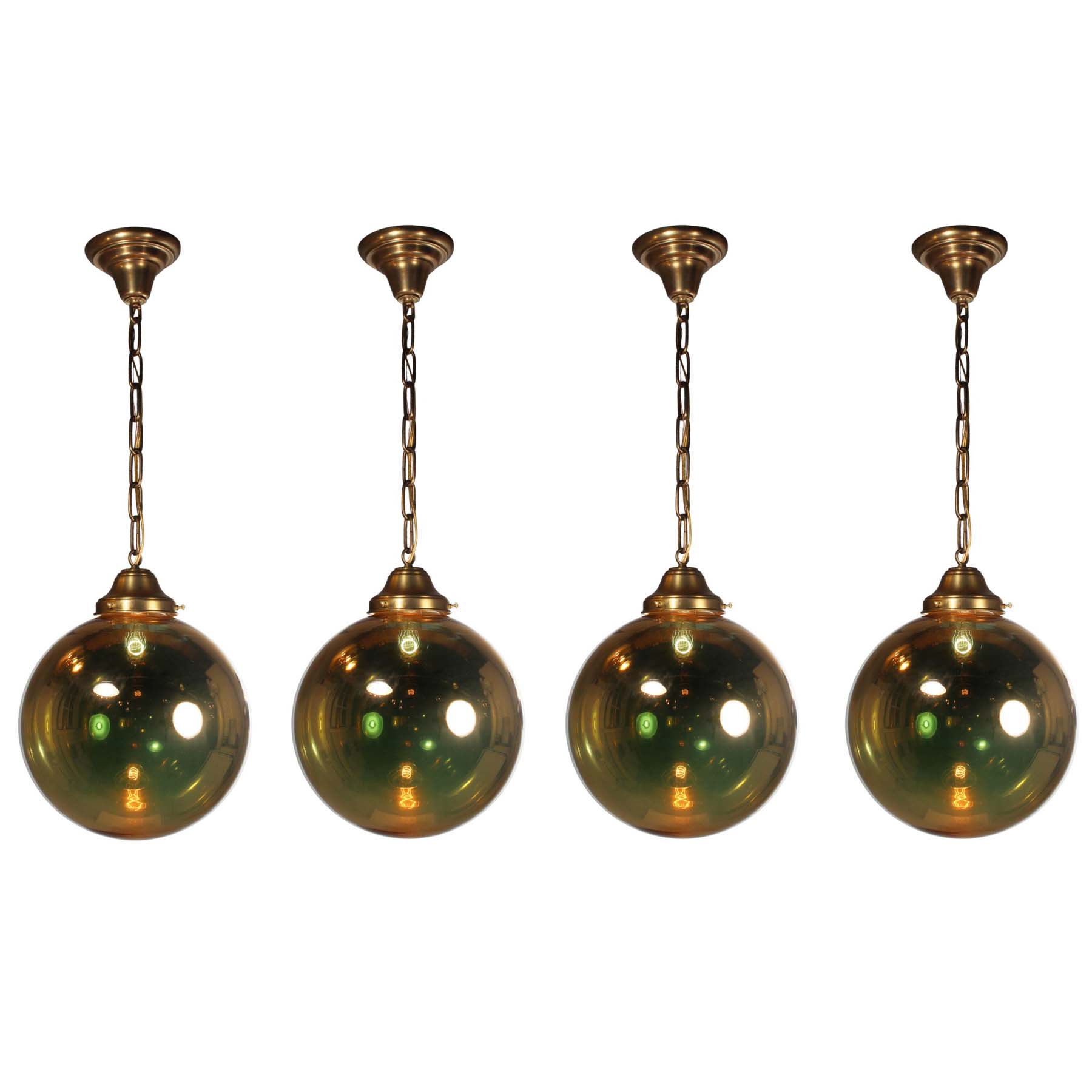 SOLD Mirrored Glass Ball Pendant Lights, Vintage Lighting-0