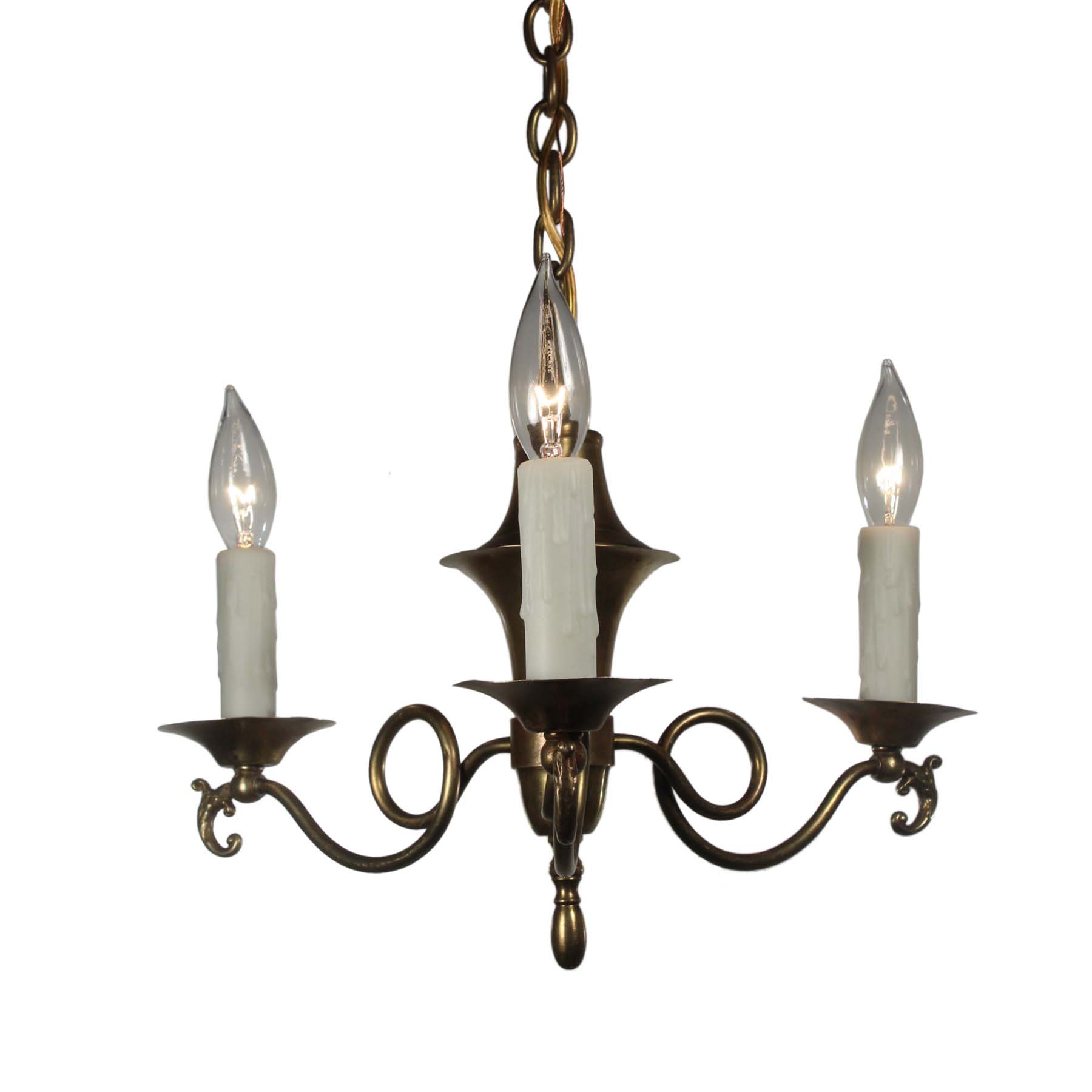 SOLD Antique Colonial Revival Brass Chandelier, c.1930-0