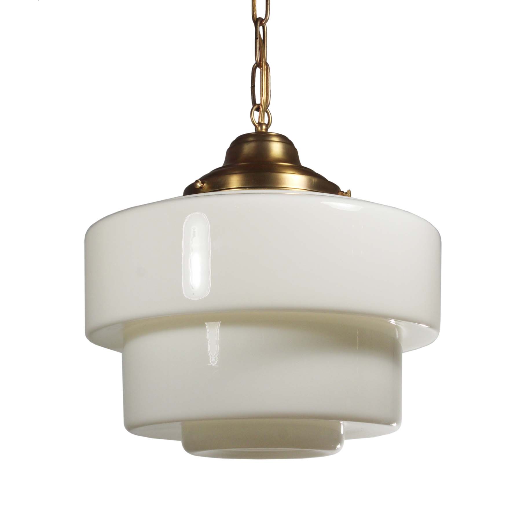 SOLD Antique Schoolhouse Pendant Light with Unusual Shade-0