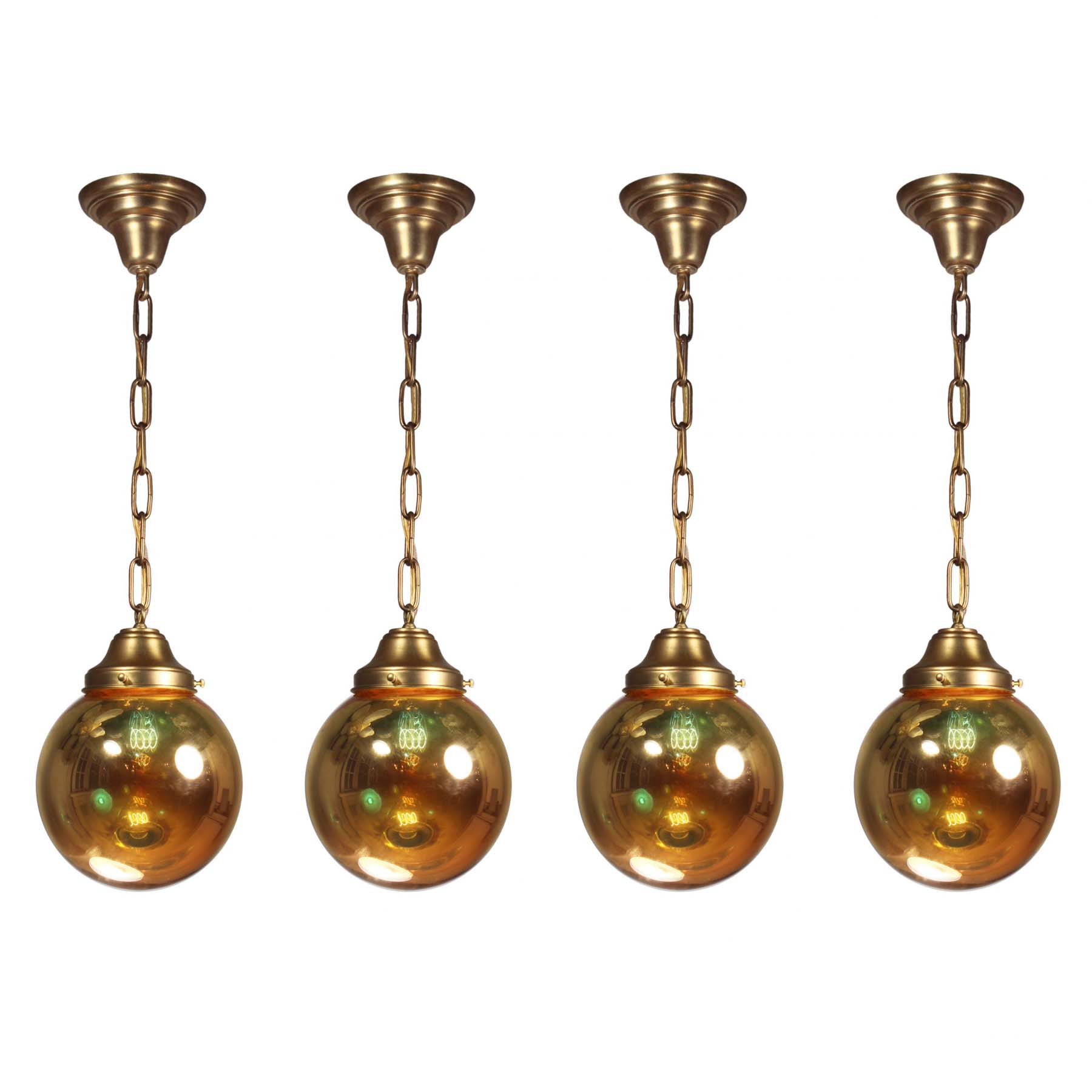 SOLD Mirrored Glass Ball Pendant Lights, Vintage Lighting-0