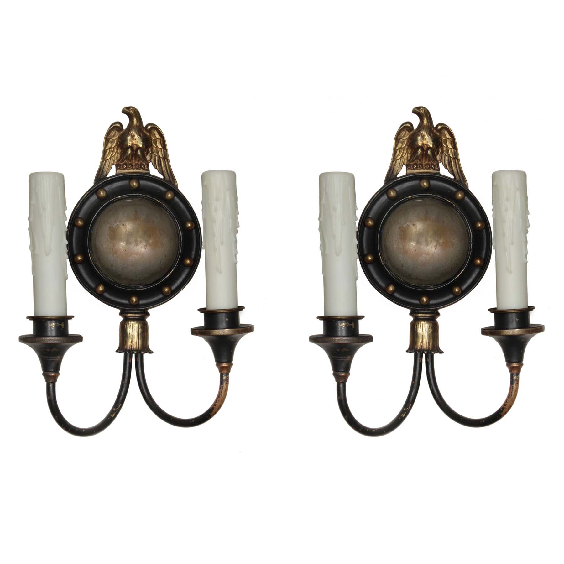 SOLD Antique Figural Double-Arm Sconce Pair with Eagles, Lightolier-0