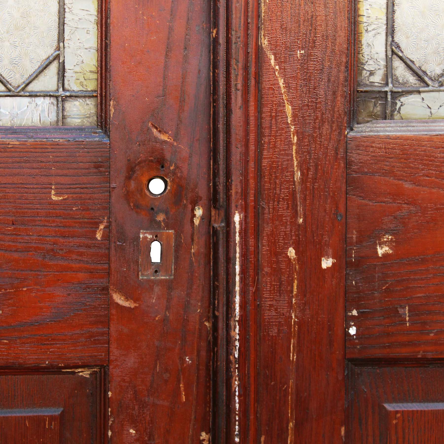 SOLD Reclaimed 48" Door Pair with Leaded Glass-67797