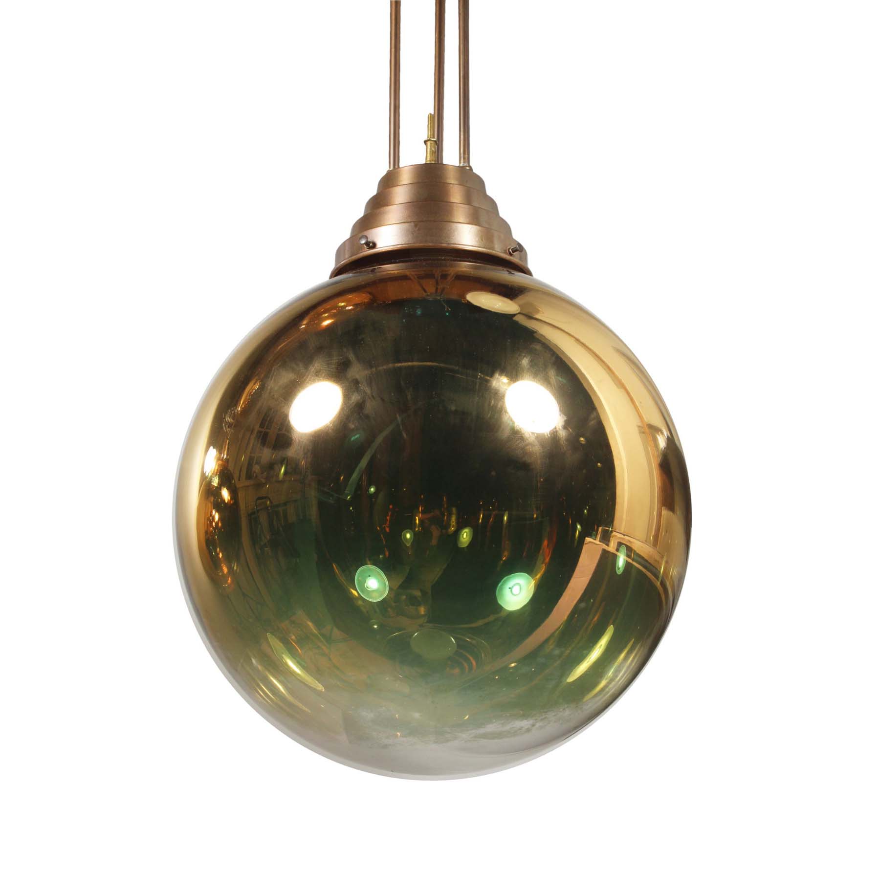 SOLD Vintage Mirrored Glass Ball Pendant Lights-67665