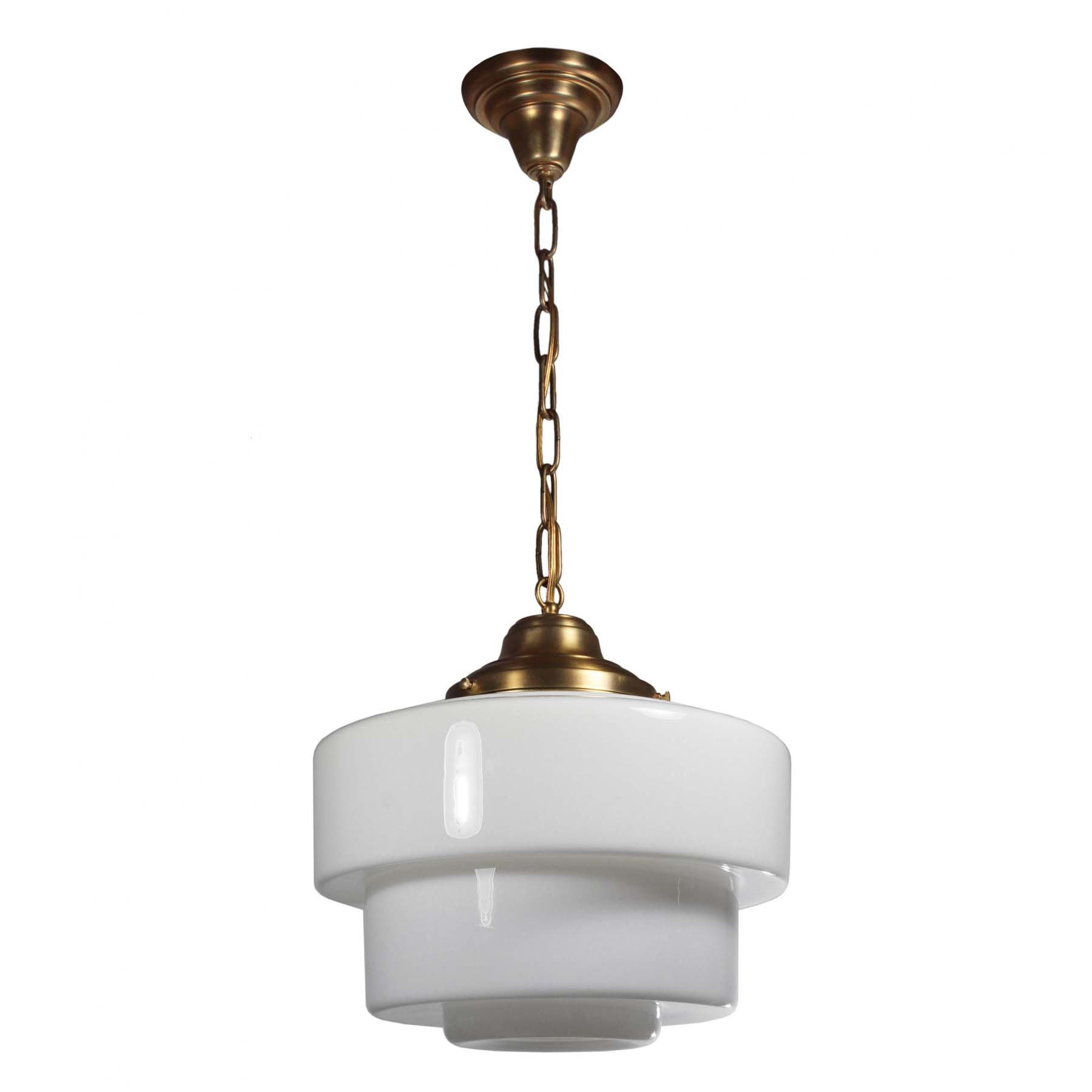 SOLD Antique Schoolhouse Pendant Light with Unusual Shade-67682
