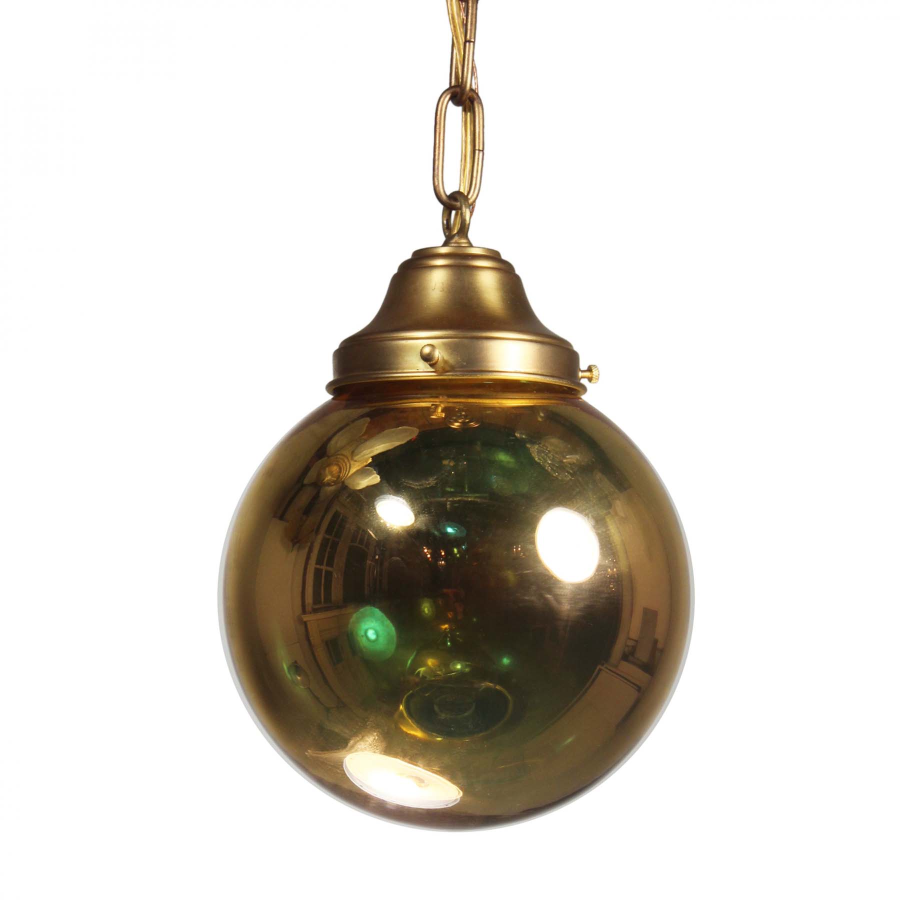 SOLD Mirrored Glass Ball Pendant Lights, Vintage Lighting-67725