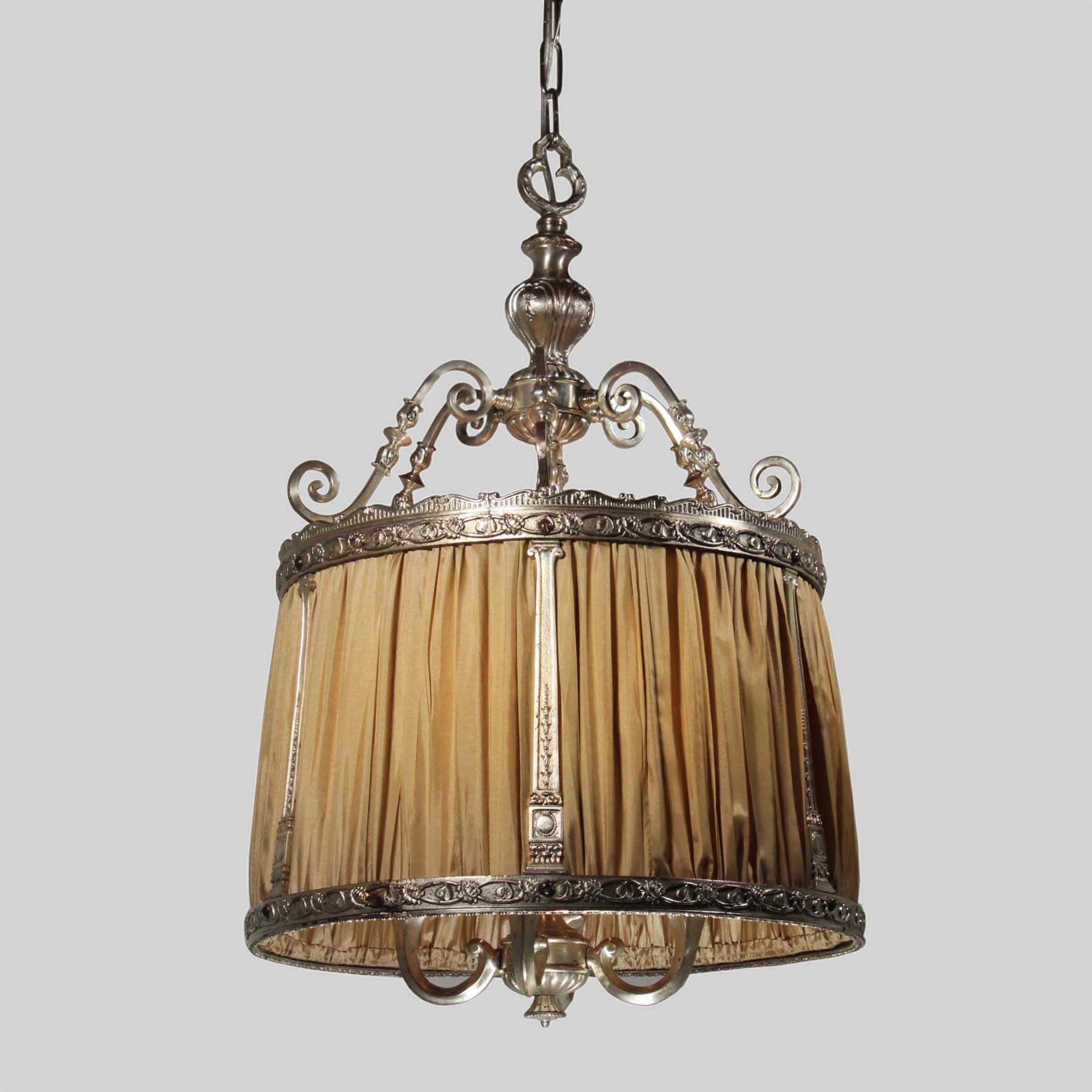 SOLD Antique Neoclassical Pendant Light, Silver Plate-67861