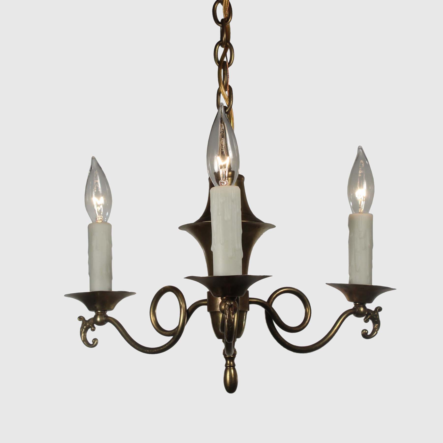 SOLD Antique Colonial Revival Brass Chandelier, c.1930-67607