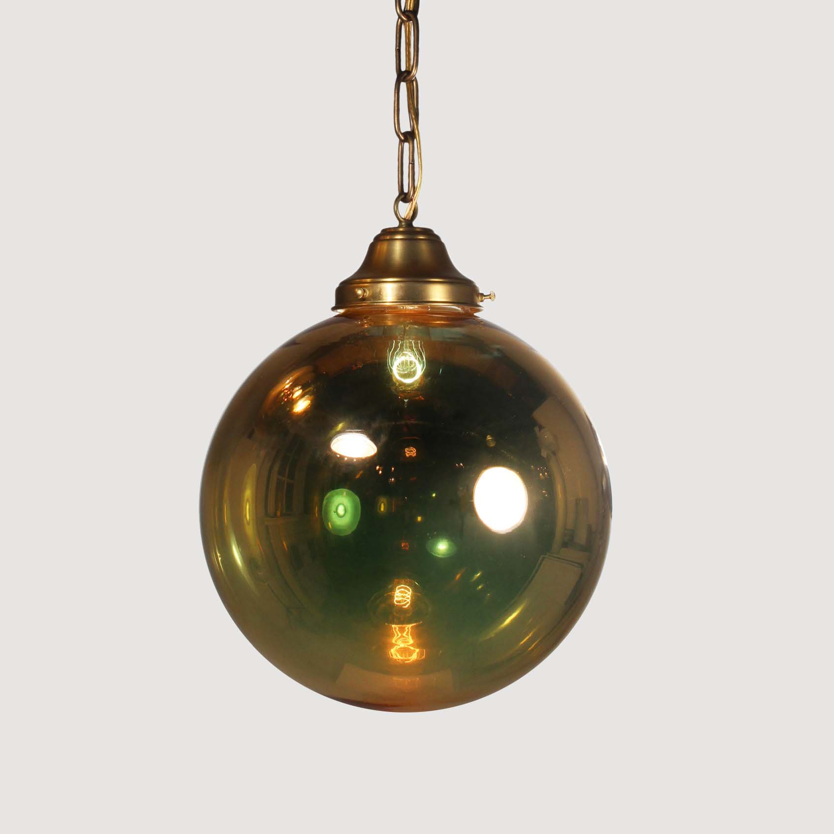 SOLD Mirrored Glass Ball Pendant Lights, Vintage Lighting-67669